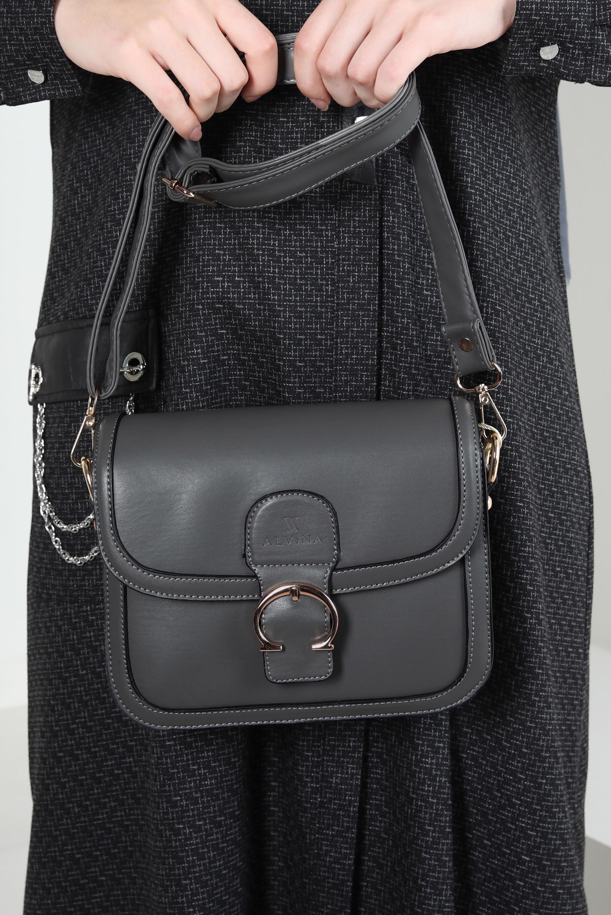 Tesettür giyim GRİ ALVİNA ÇANTA 925