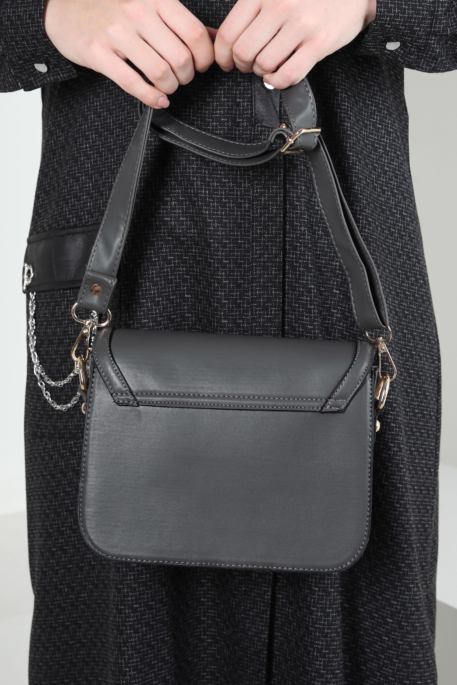 Tesettür giyim GRİ ALVİNA ÇANTA 925