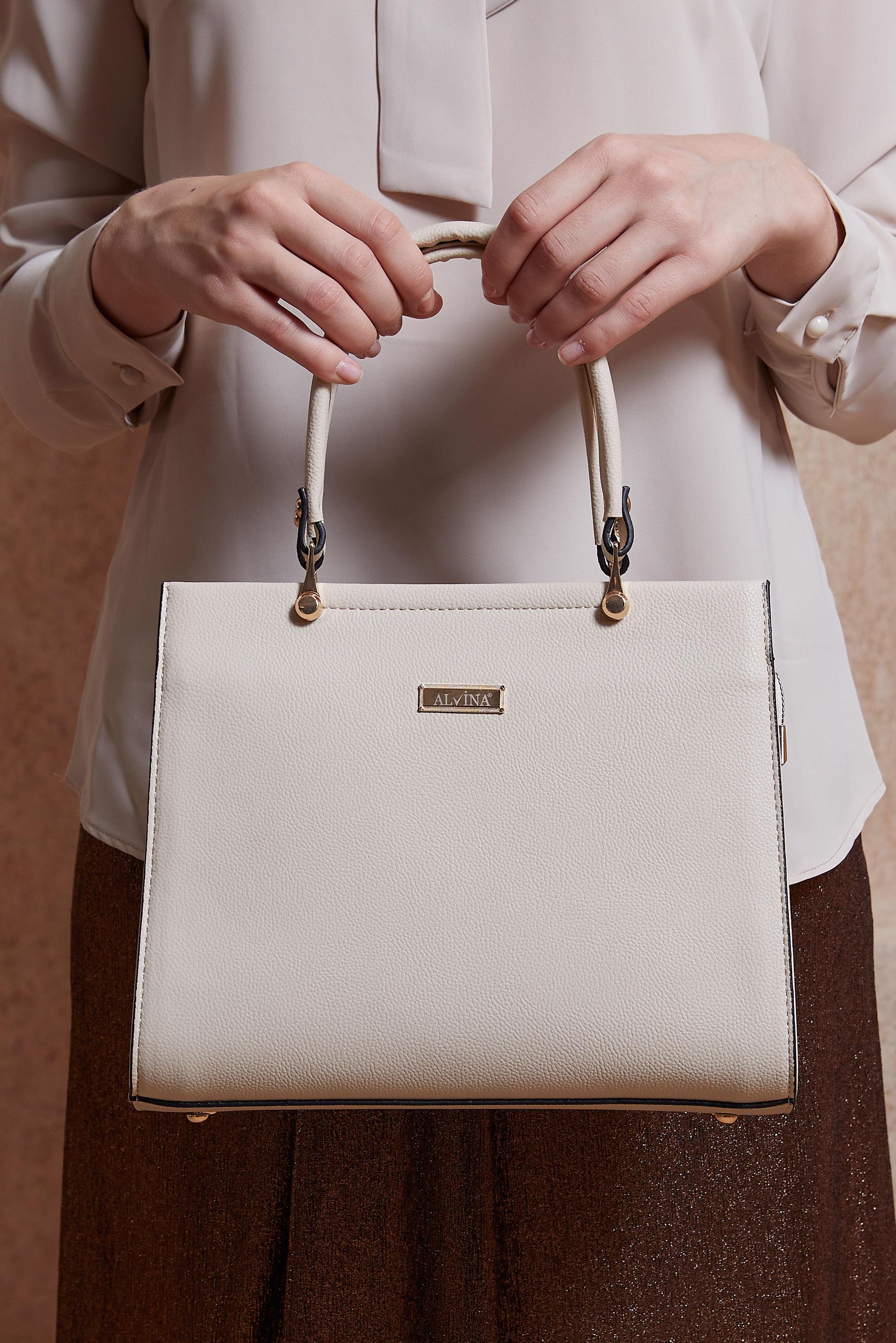 Tesettür giyim BEYAZ ALVİNA ÇANTA 958