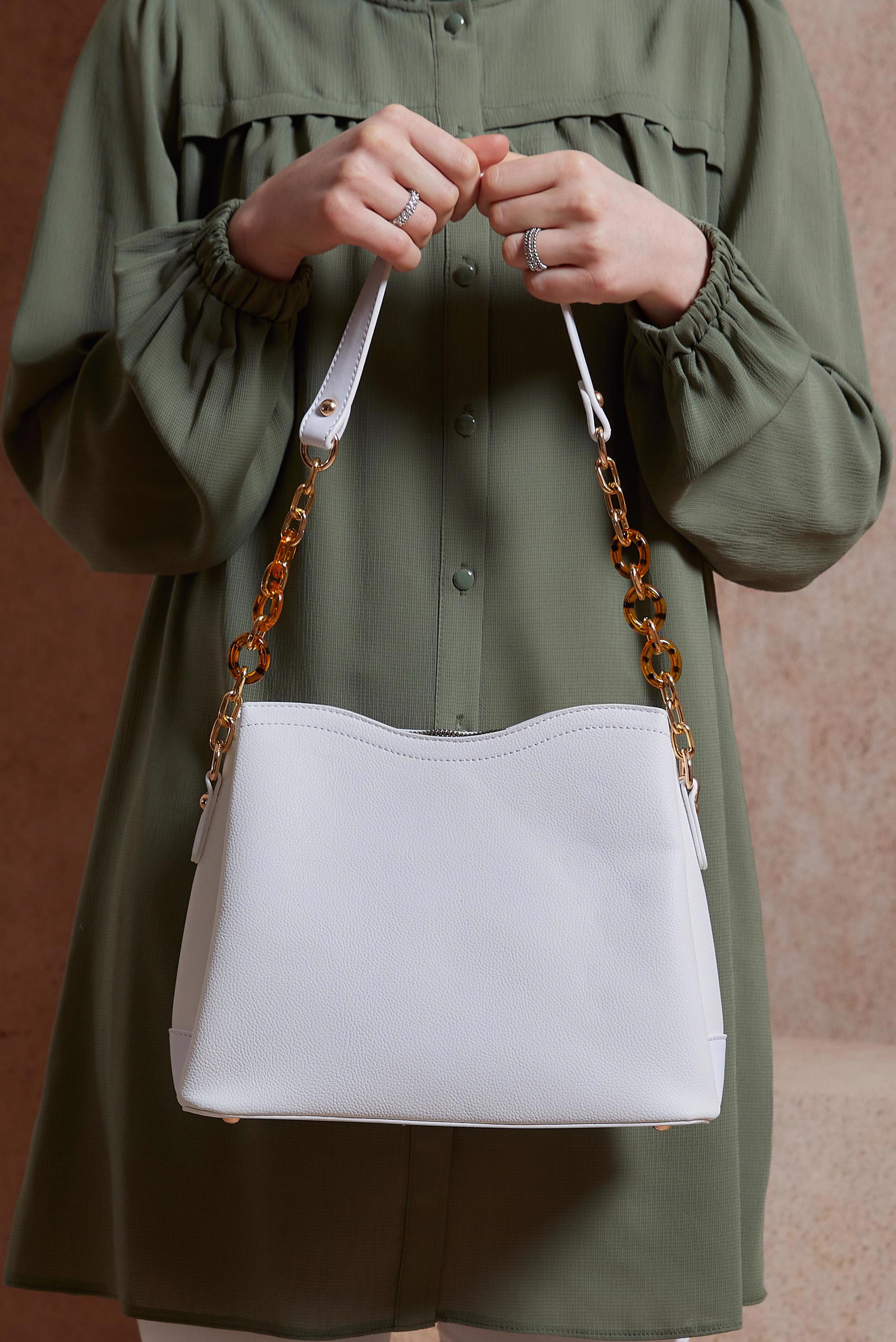 Tesettür giyim BEYAZ ALVİNA ÇANTA 2073