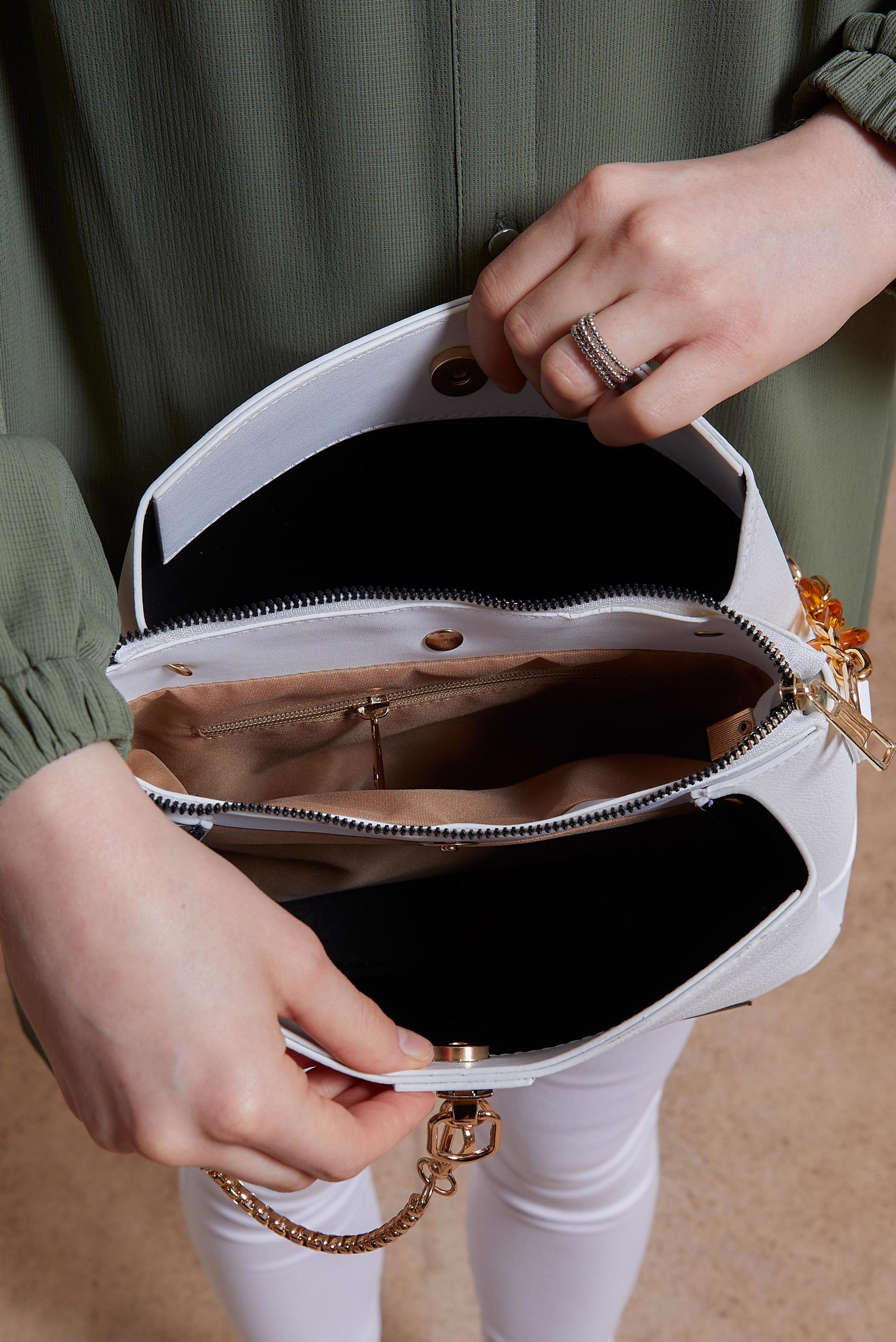 Tesettür giyim BEYAZ ALVİNA ÇANTA 2073