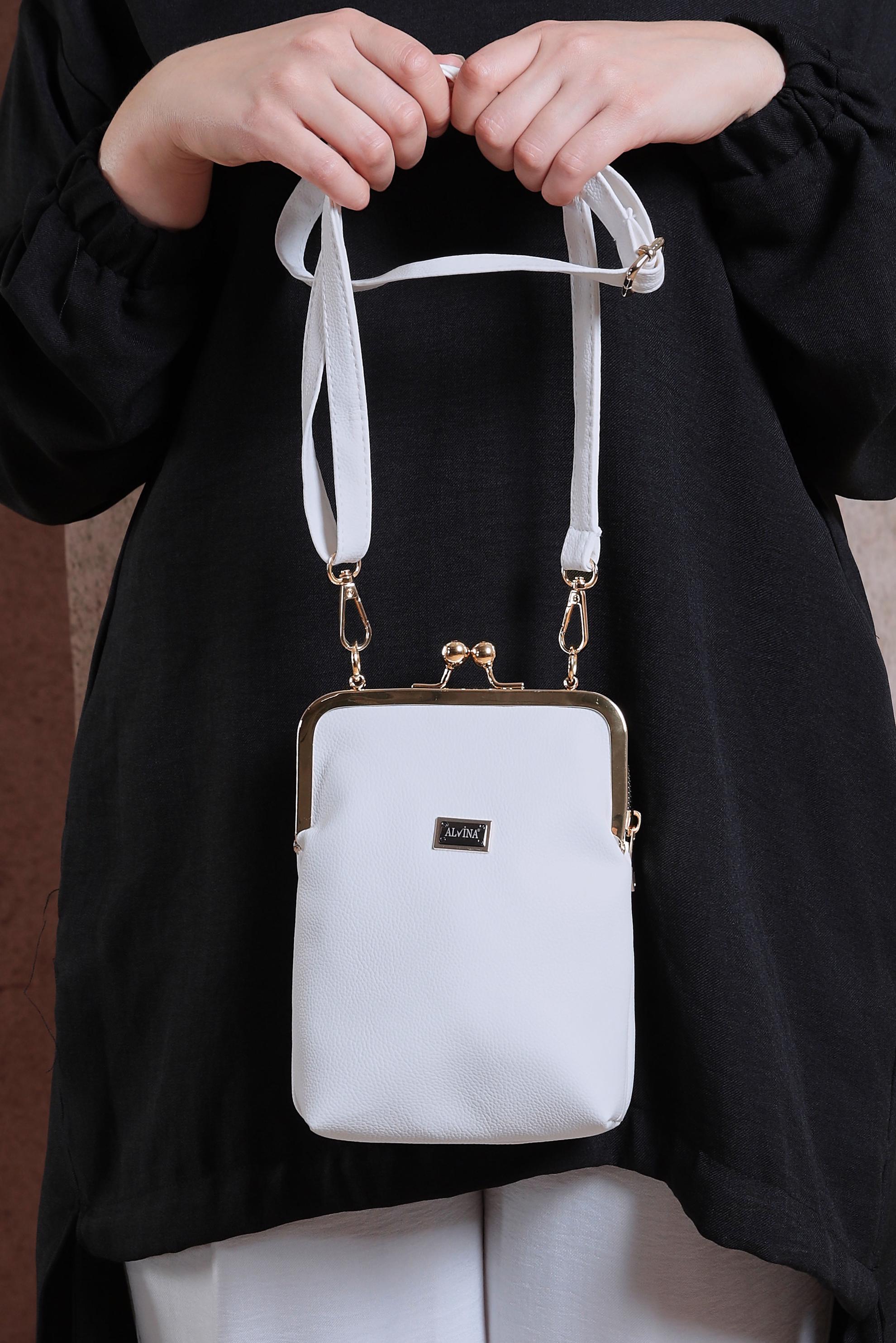 Tesettür giyim BEYAZ ALVİNA ÇANTA 2080