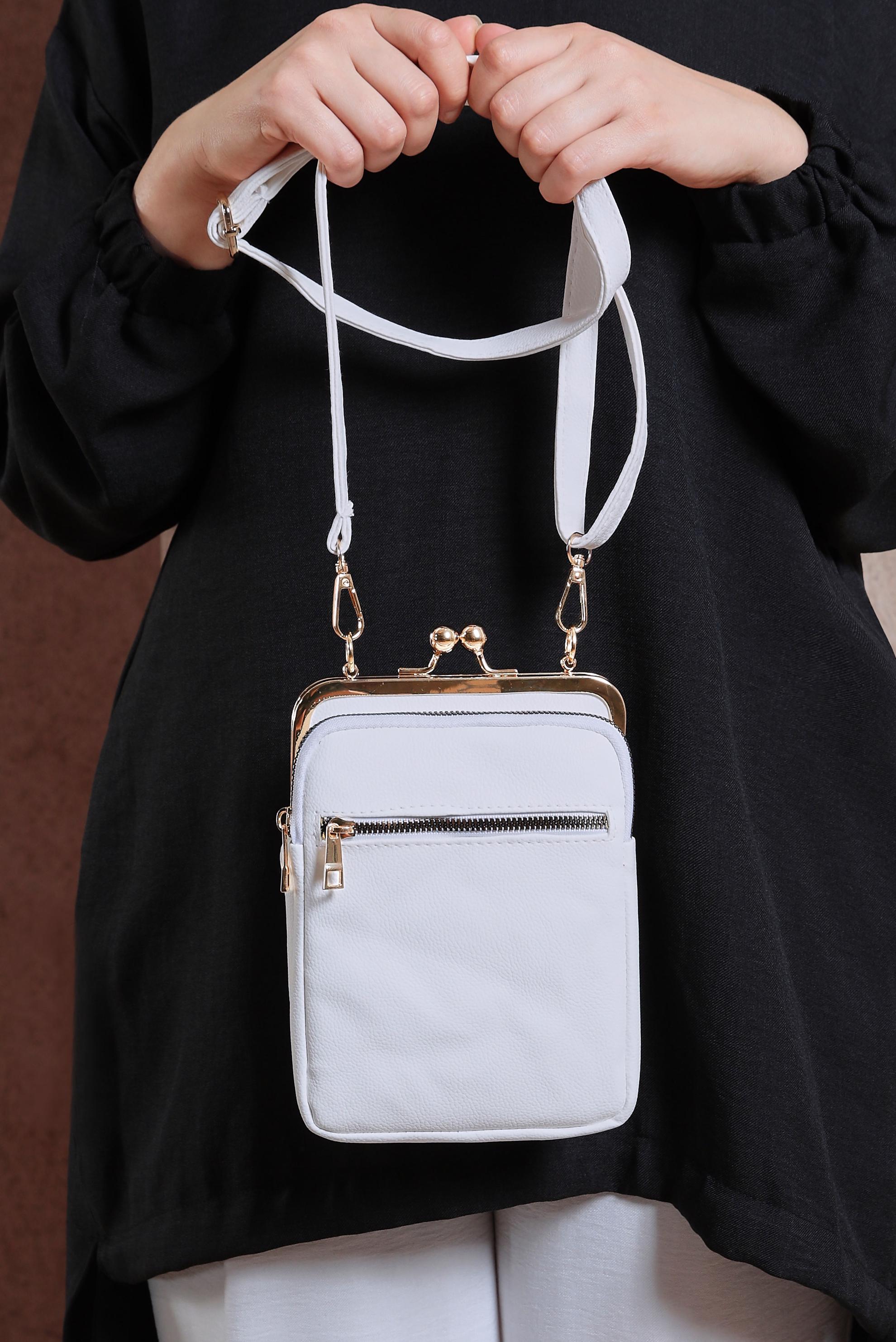 Tesettür giyim BEYAZ ALVİNA ÇANTA 2080