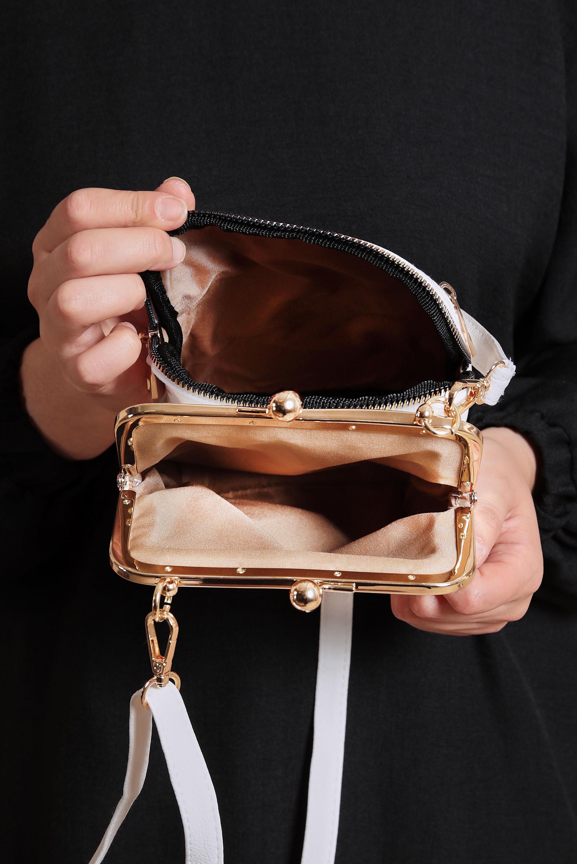 Tesettür giyim BEYAZ ALVİNA ÇANTA 2080