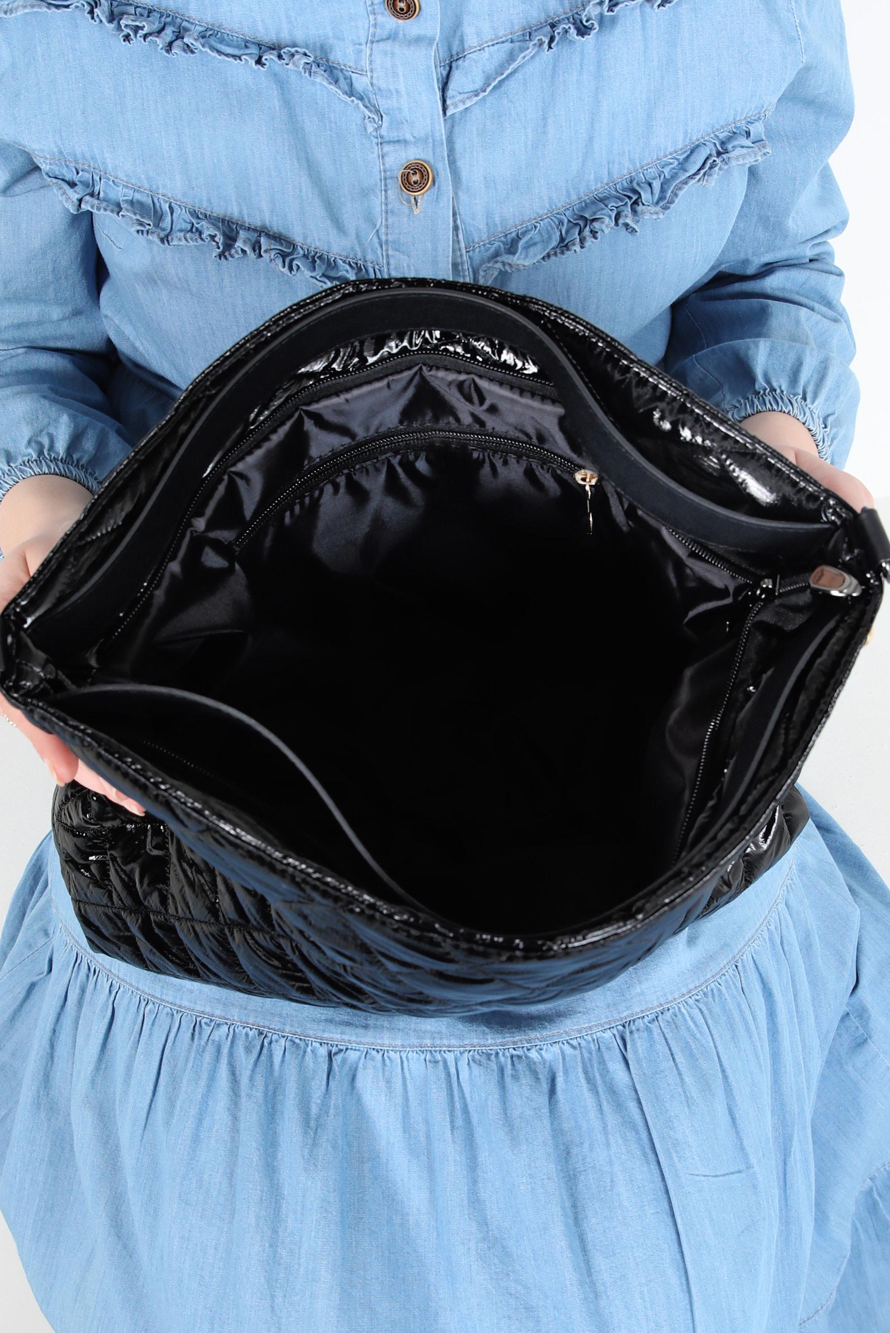 Tesettür giyim SİYAH ALVİNA KAPİTONE DESENLİ ÇANTA 2085