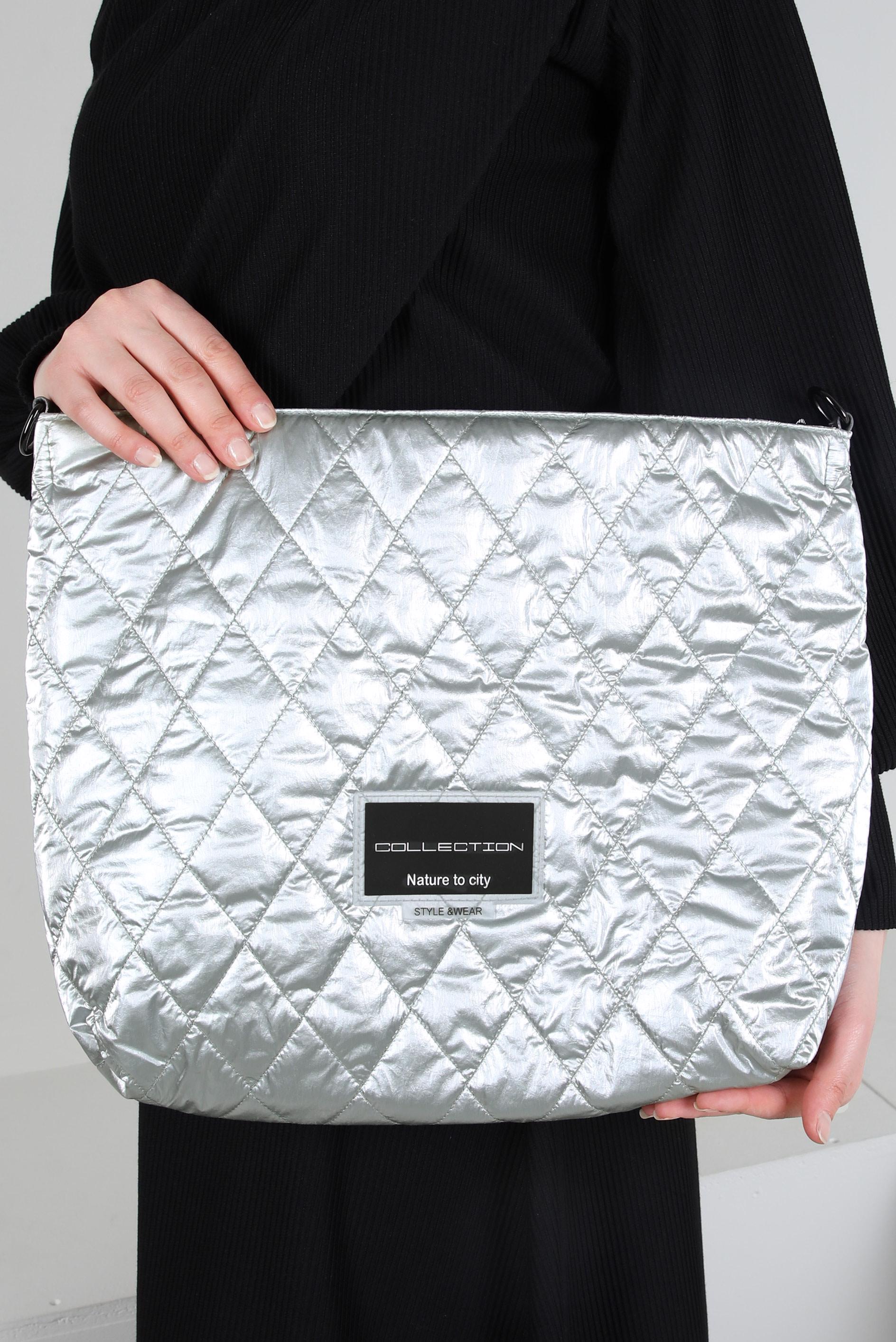 Tesettür giyim GÜMÜŞ ALVİNA KAPİTONE DESENLİ ÇANTA 2085