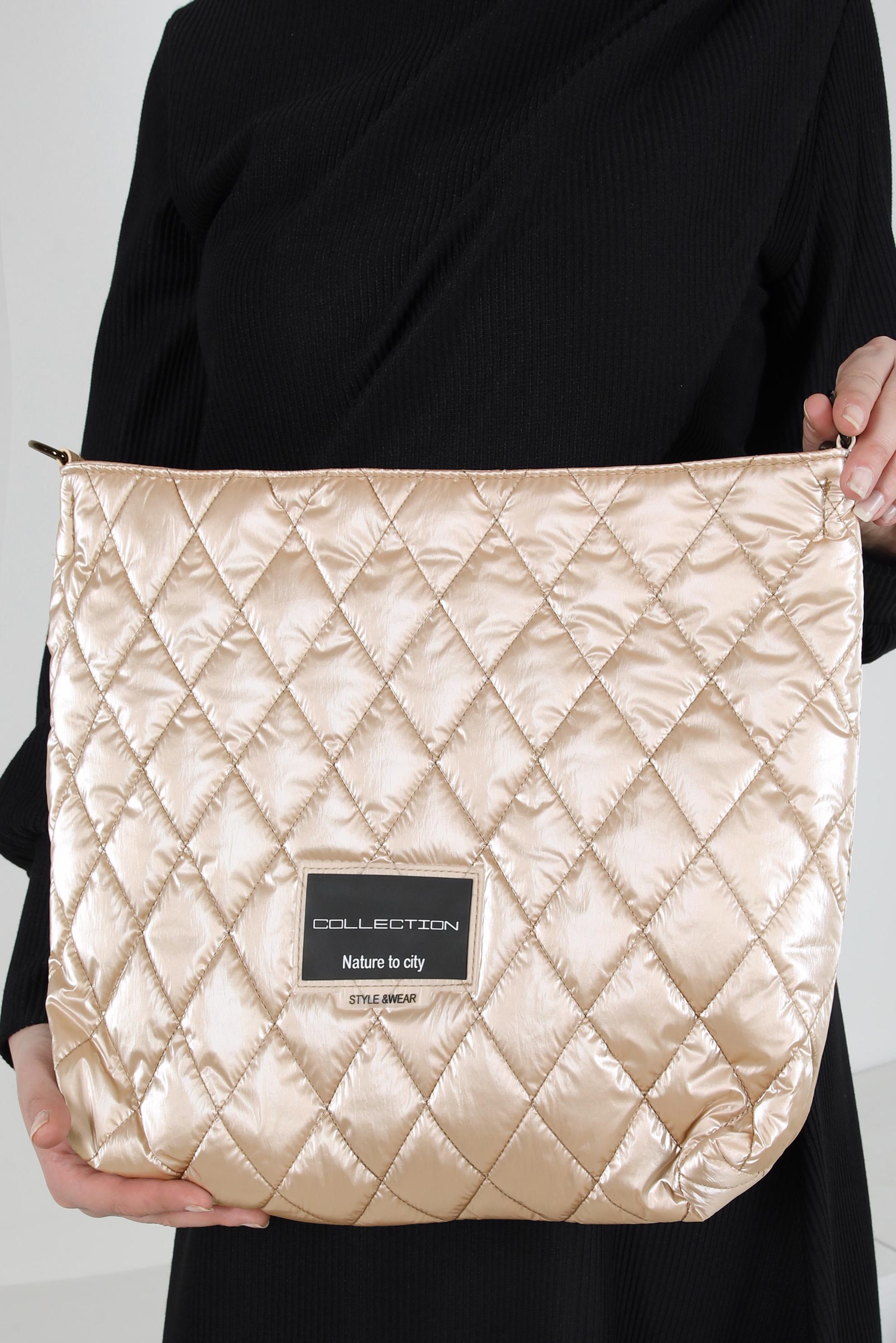 Tesettür giyim ALTIN ALVİNA KAPİTONE DESENLİ ÇANTA 2085