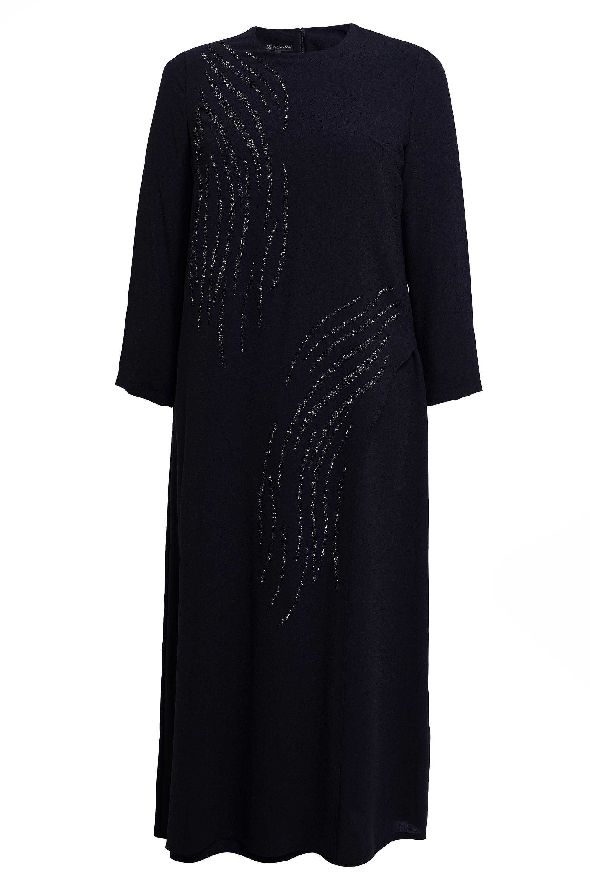 Tesettür giyim SİYAH BÜYÜK BEDEN TAŞLI ELBİSE 20505