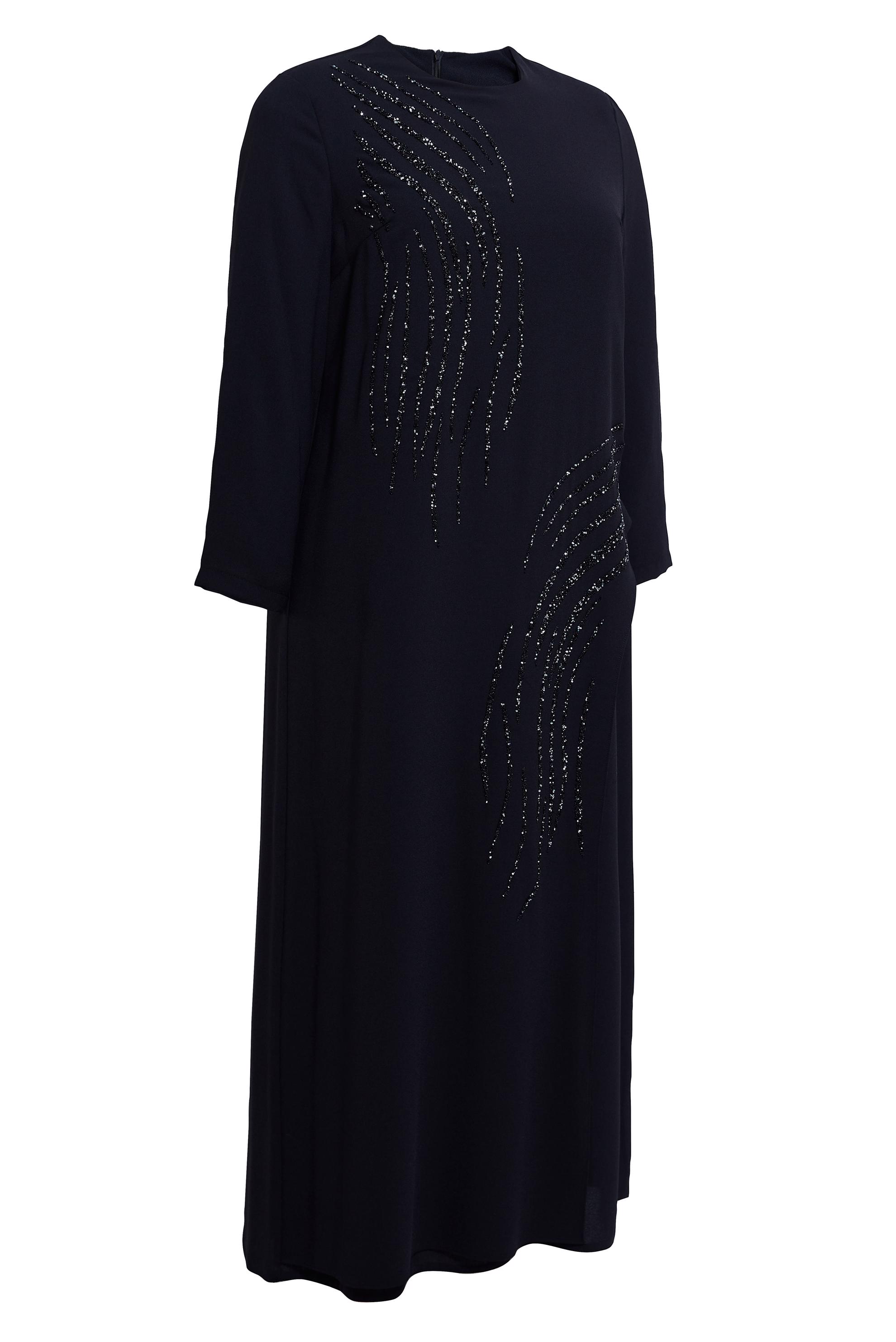 Tesettür giyim SİYAH BÜYÜK BEDEN TAŞLI ELBİSE 20505