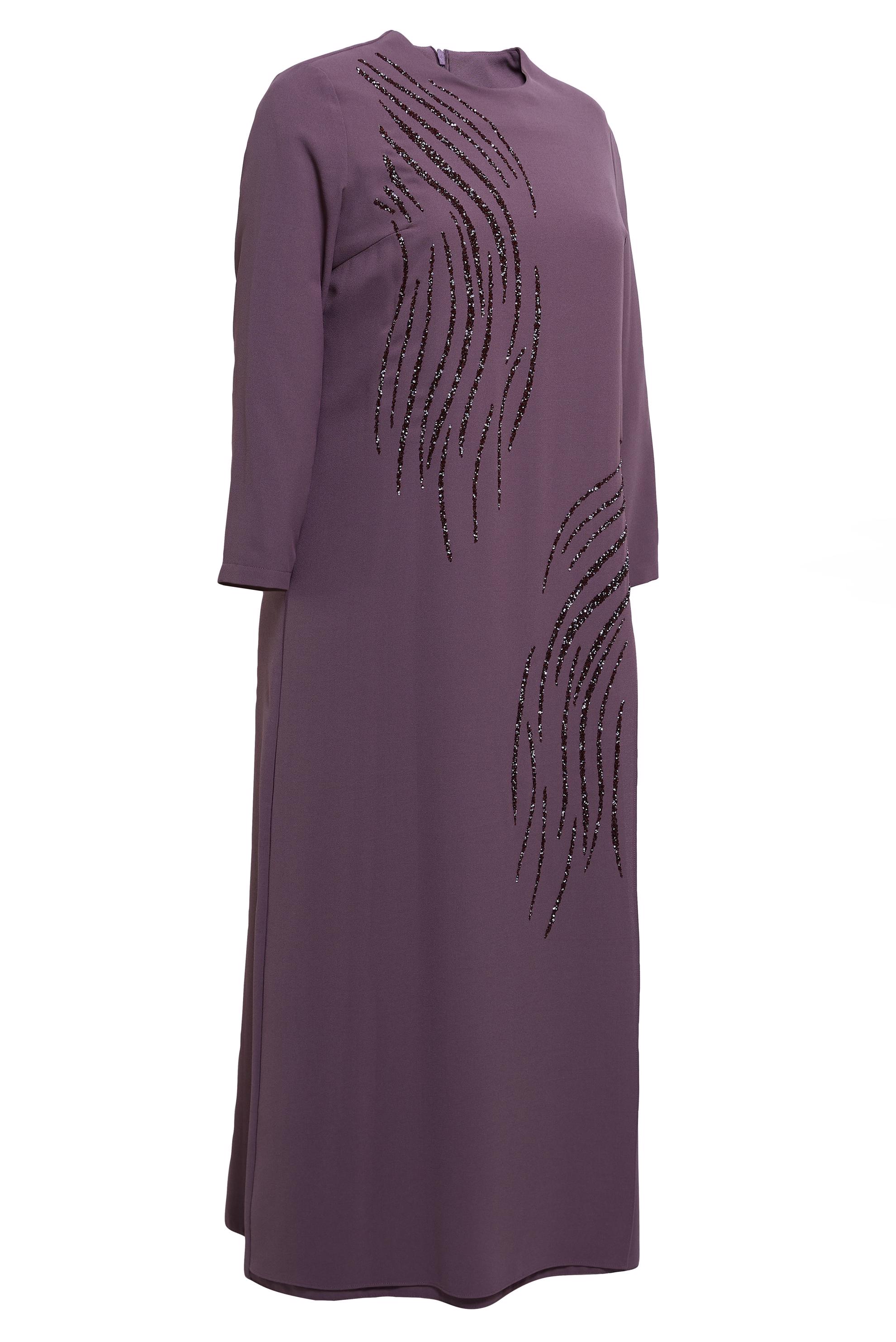 Tesettür giyim PEMBE BÜYÜK BEDEN TAŞLI ELBİSE 20505