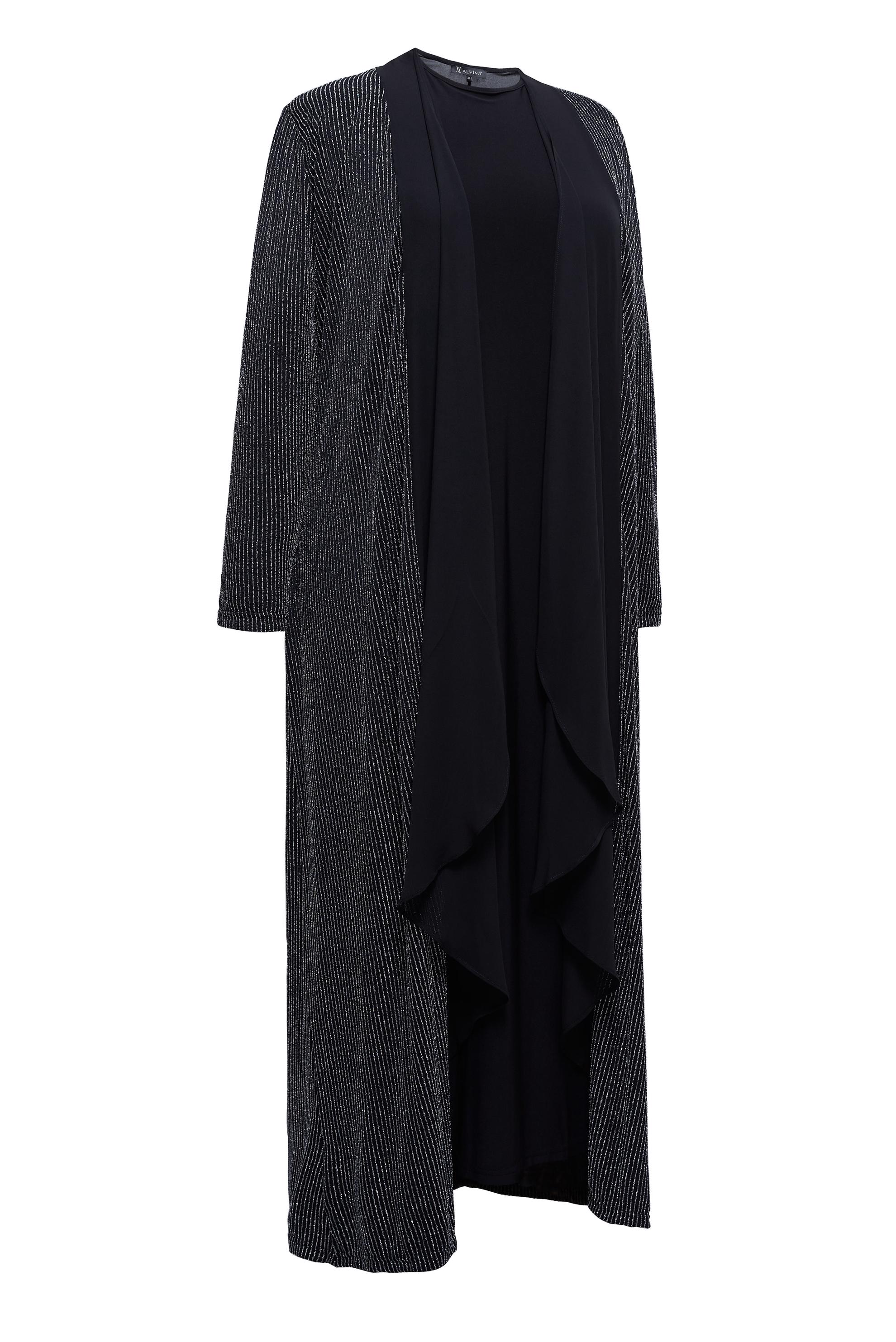 Tesettür giyim SİYAH BÜYÜK BEDEN CEKETLİ ELBİSELİ TAKIM 20507