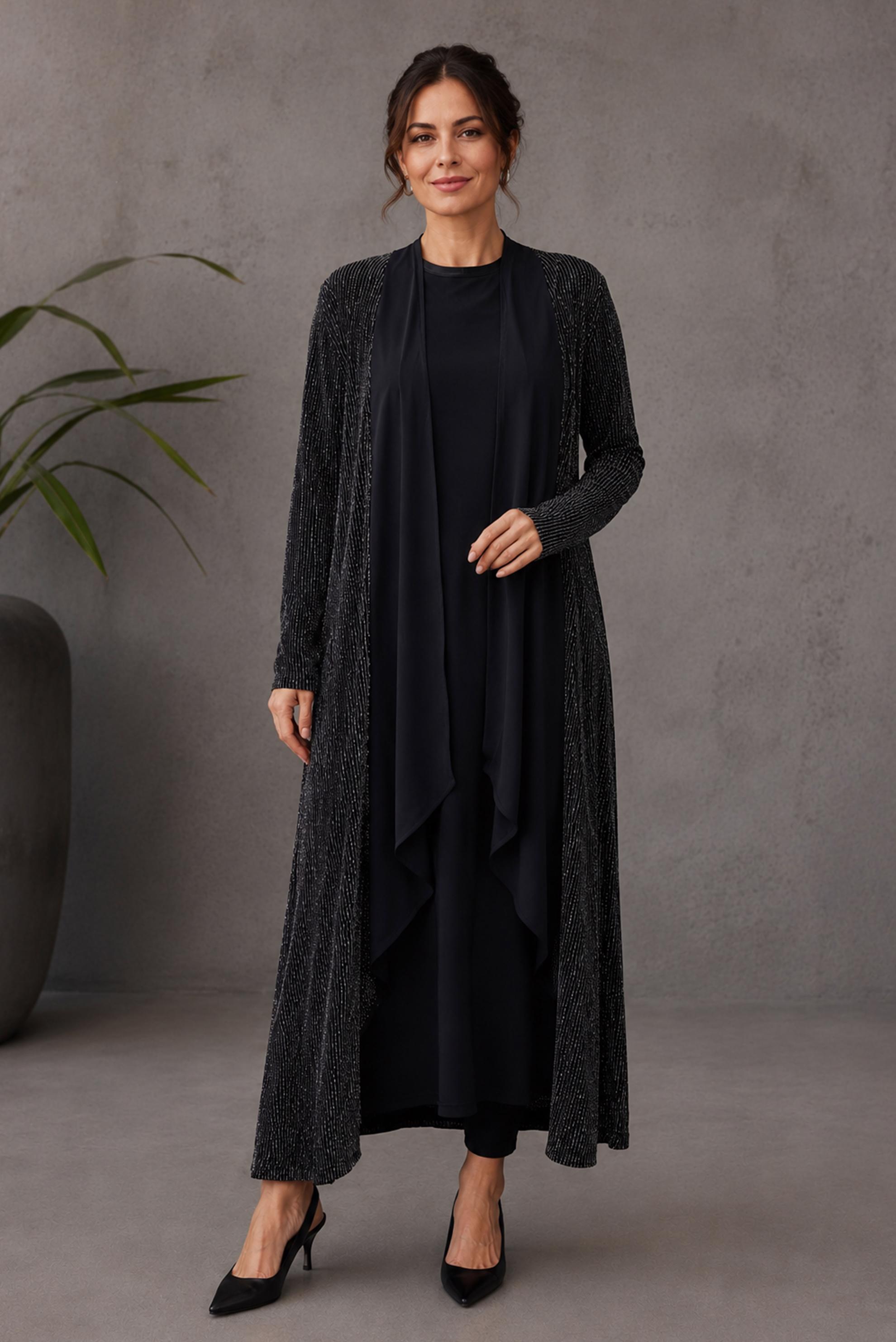 Vêtements hijab NOIR ENSEMBLE ROBE AVEC VESTE GRANDE TAILLE 20507