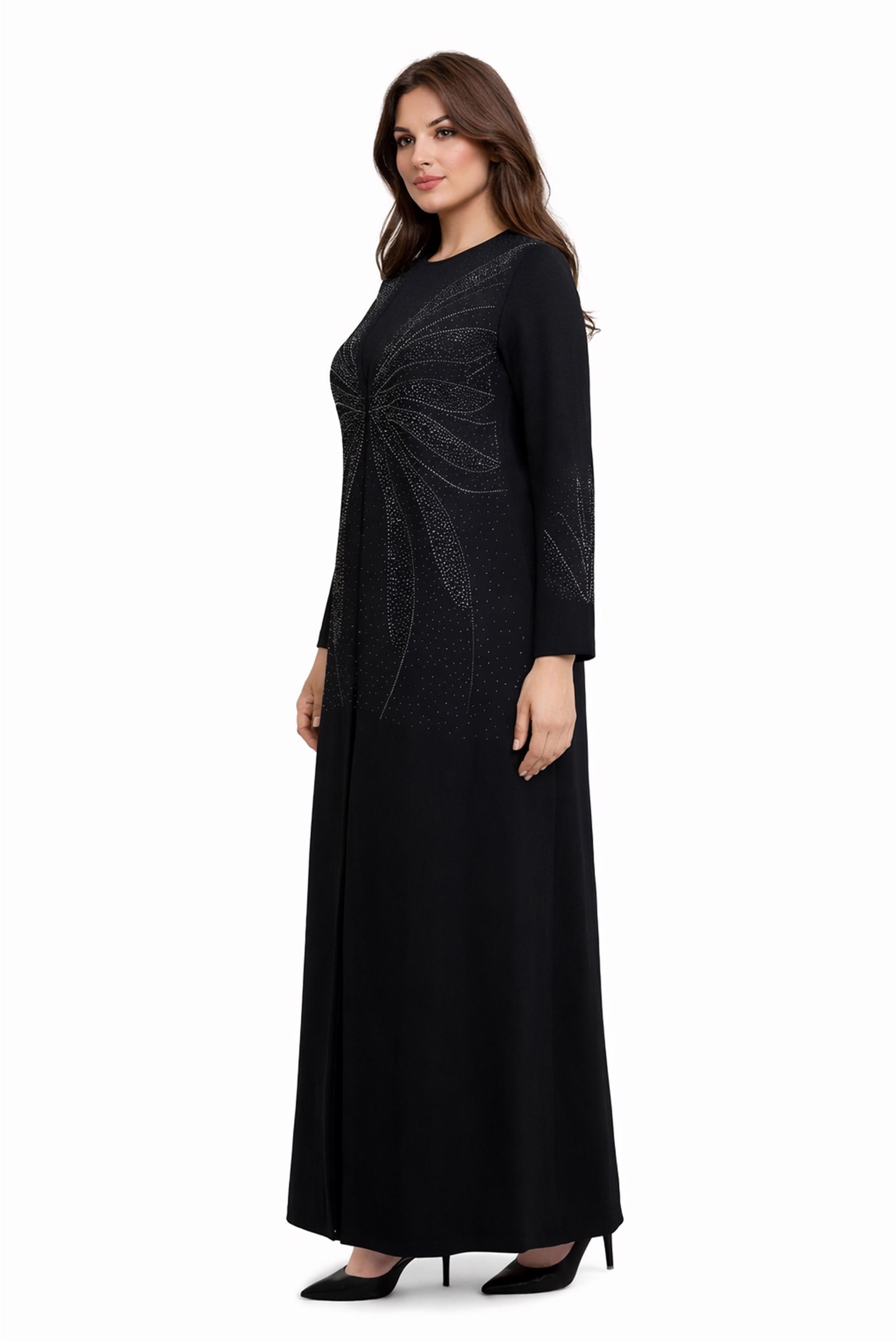 Tesettür giyim SİYAH TAŞLI BÜYÜK BEDEN ELBİSE 20508