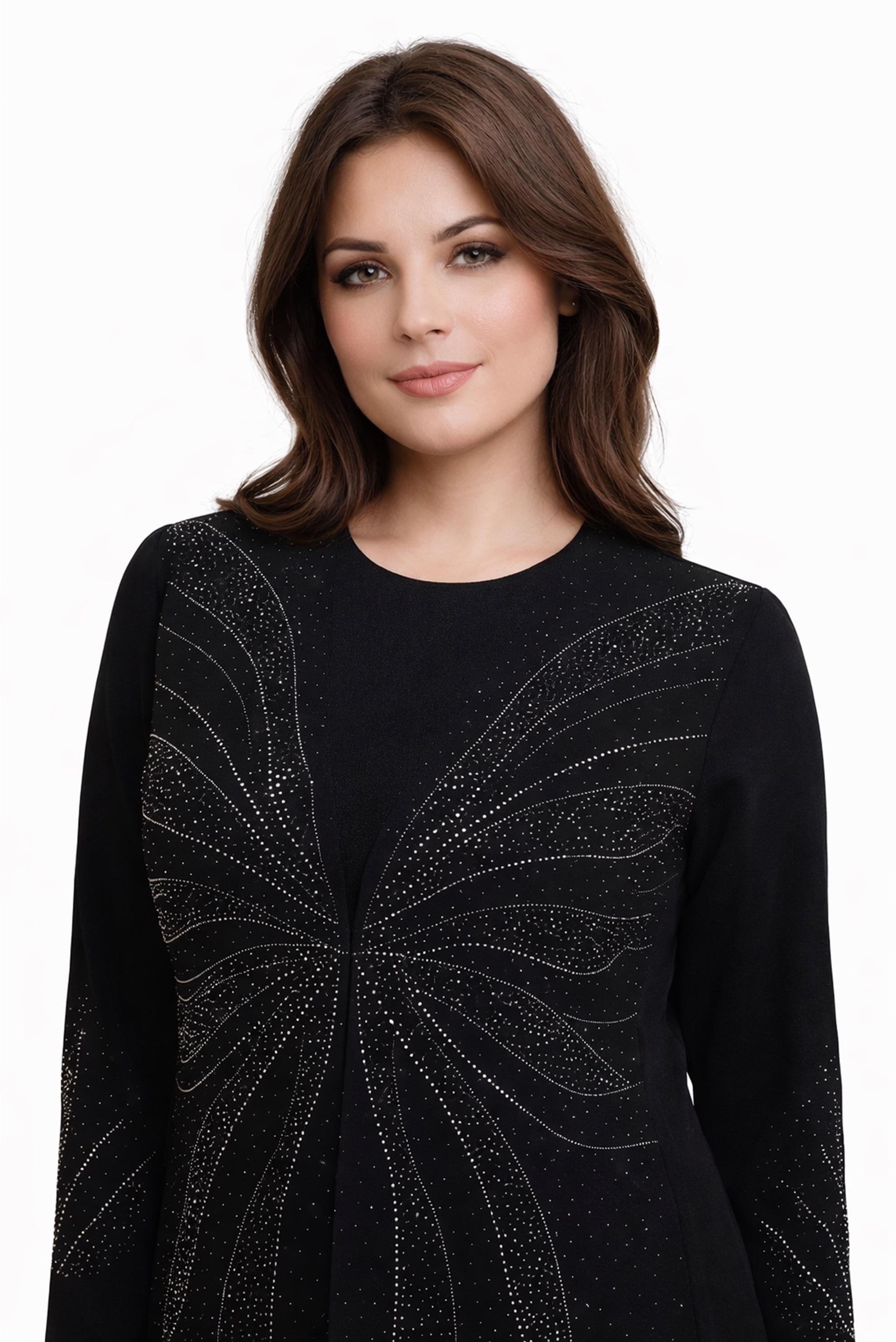 Tesettür giyim SİYAH TAŞLI BÜYÜK BEDEN ELBİSE 20508