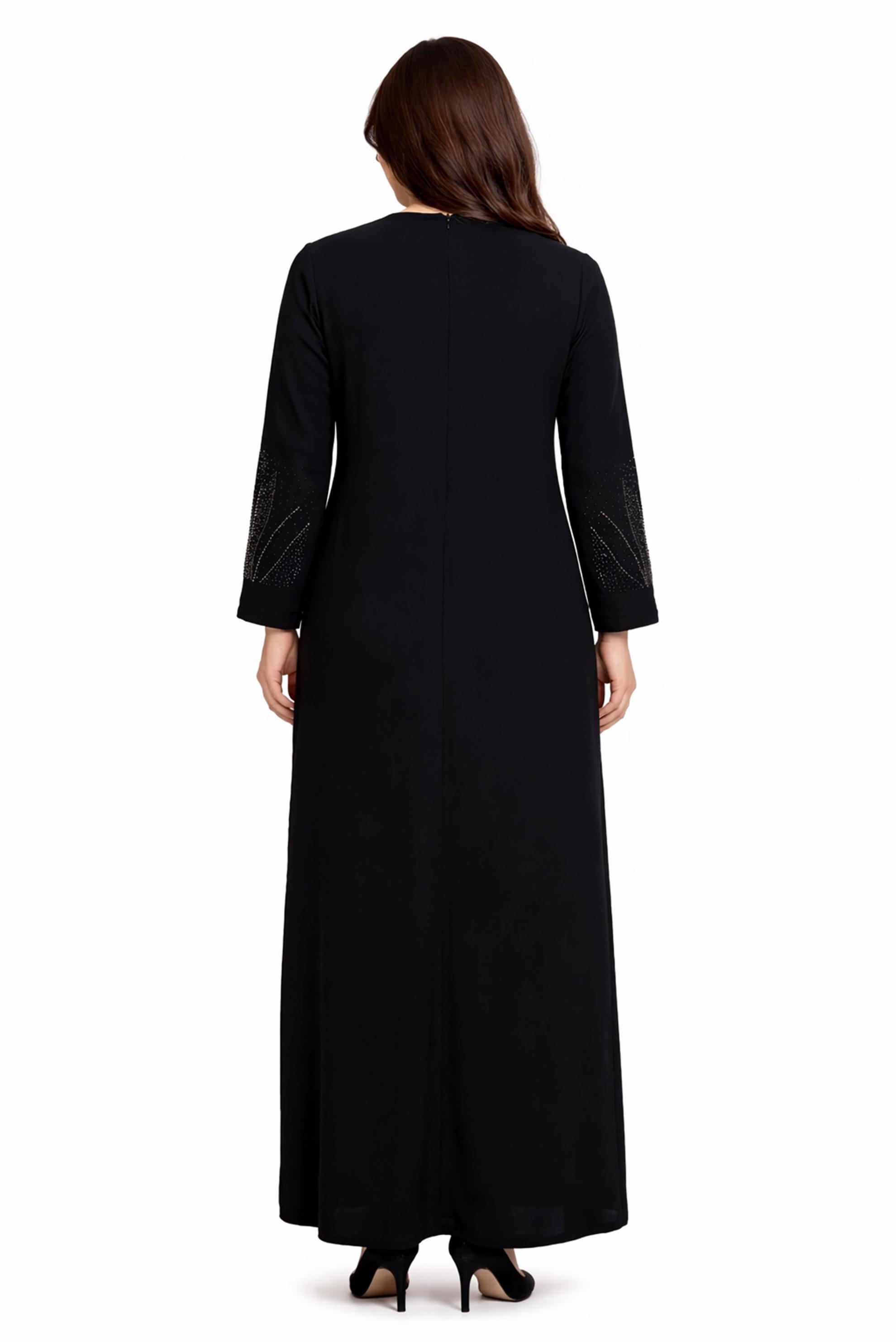 Tesettür giyim SİYAH TAŞLI BÜYÜK BEDEN ELBİSE 20508