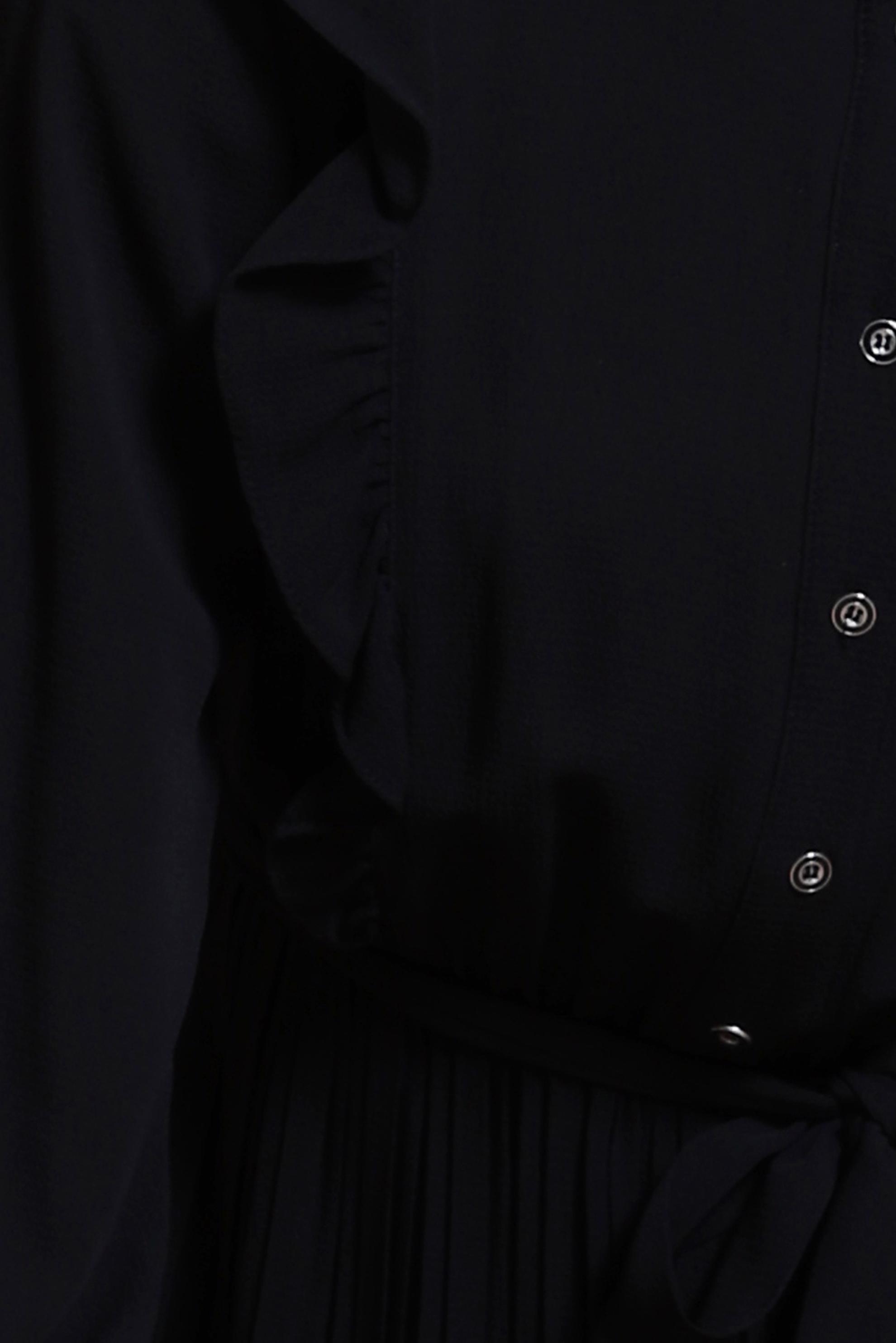 Tesettür giyim SİYAH KUŞAKLI FIRFIRLI ELBİSE 43899