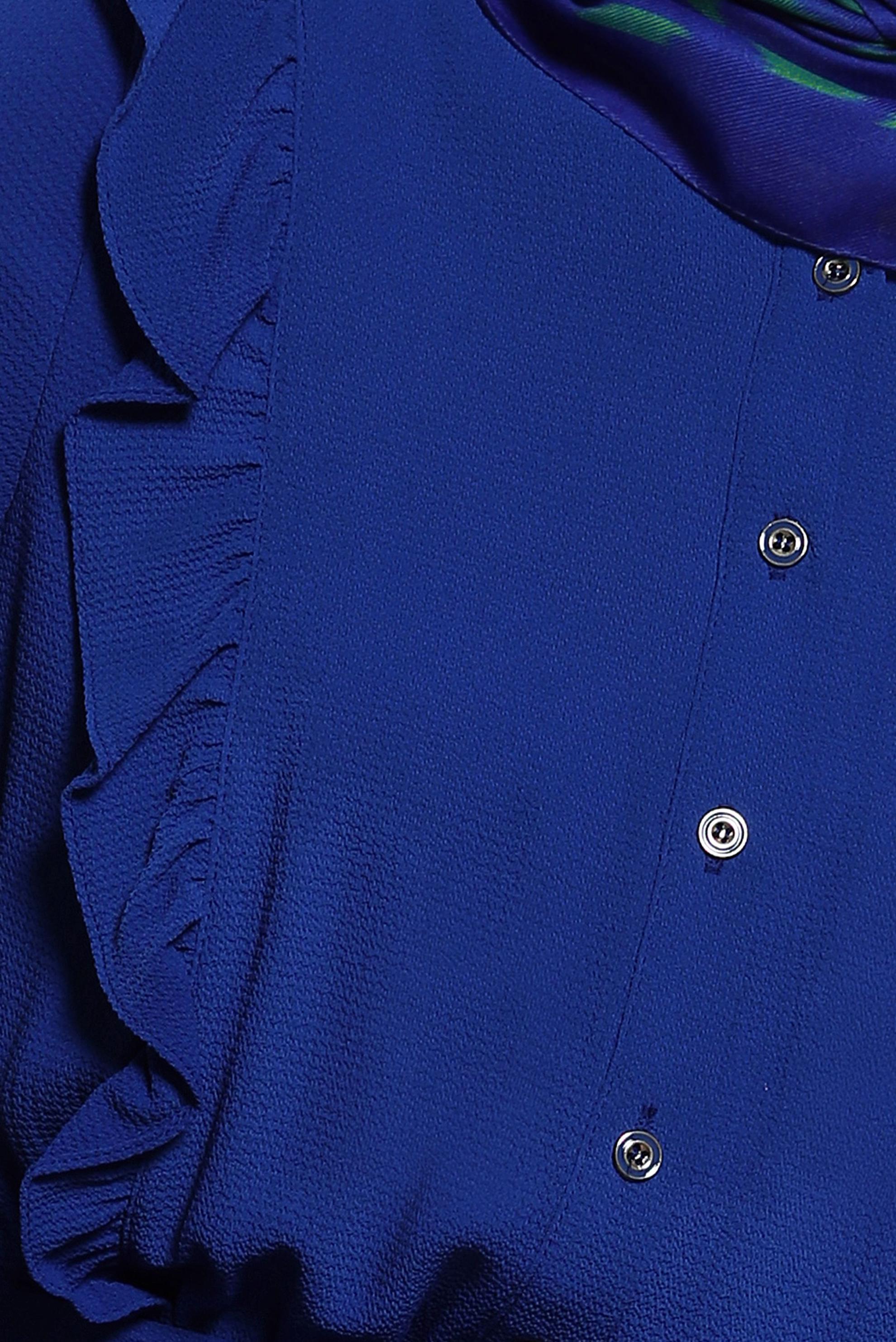 Tesettür giyim MAVİ KUŞAKLI FIRFIRLI ELBİSE 43899