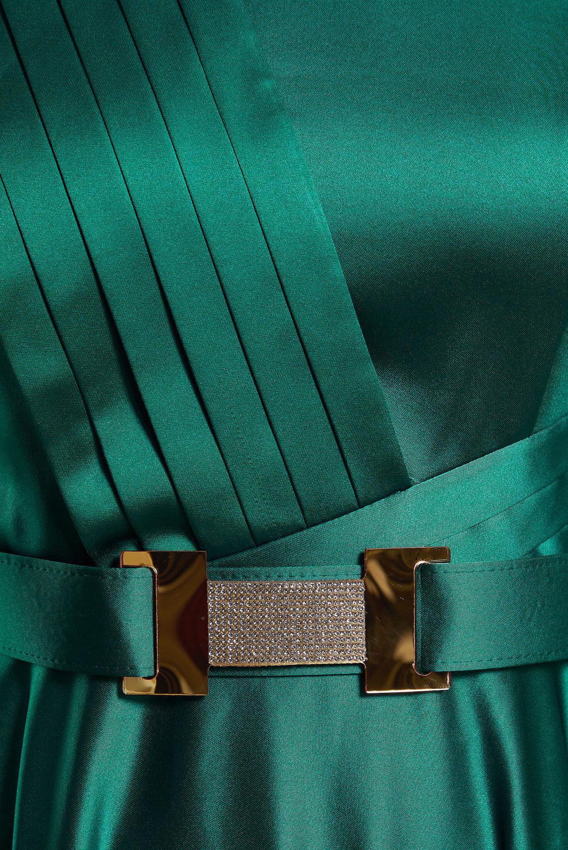 Hijab clothing GREEN BELTED SATIN DRESS 43944