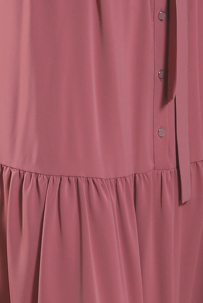 Tesettür giyim PEMBE KUŞAKLI ELBİSE 43949 - ALVİNA