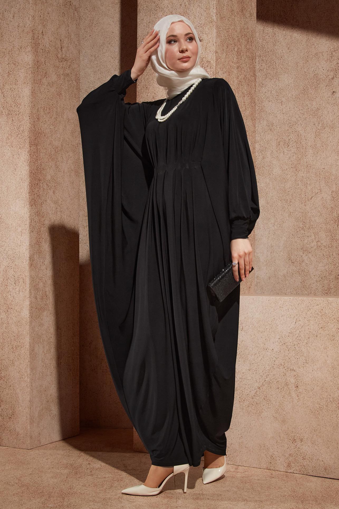 Hijab clothing BLACK DRESS WITH ACCESSORY DETAIL 44426