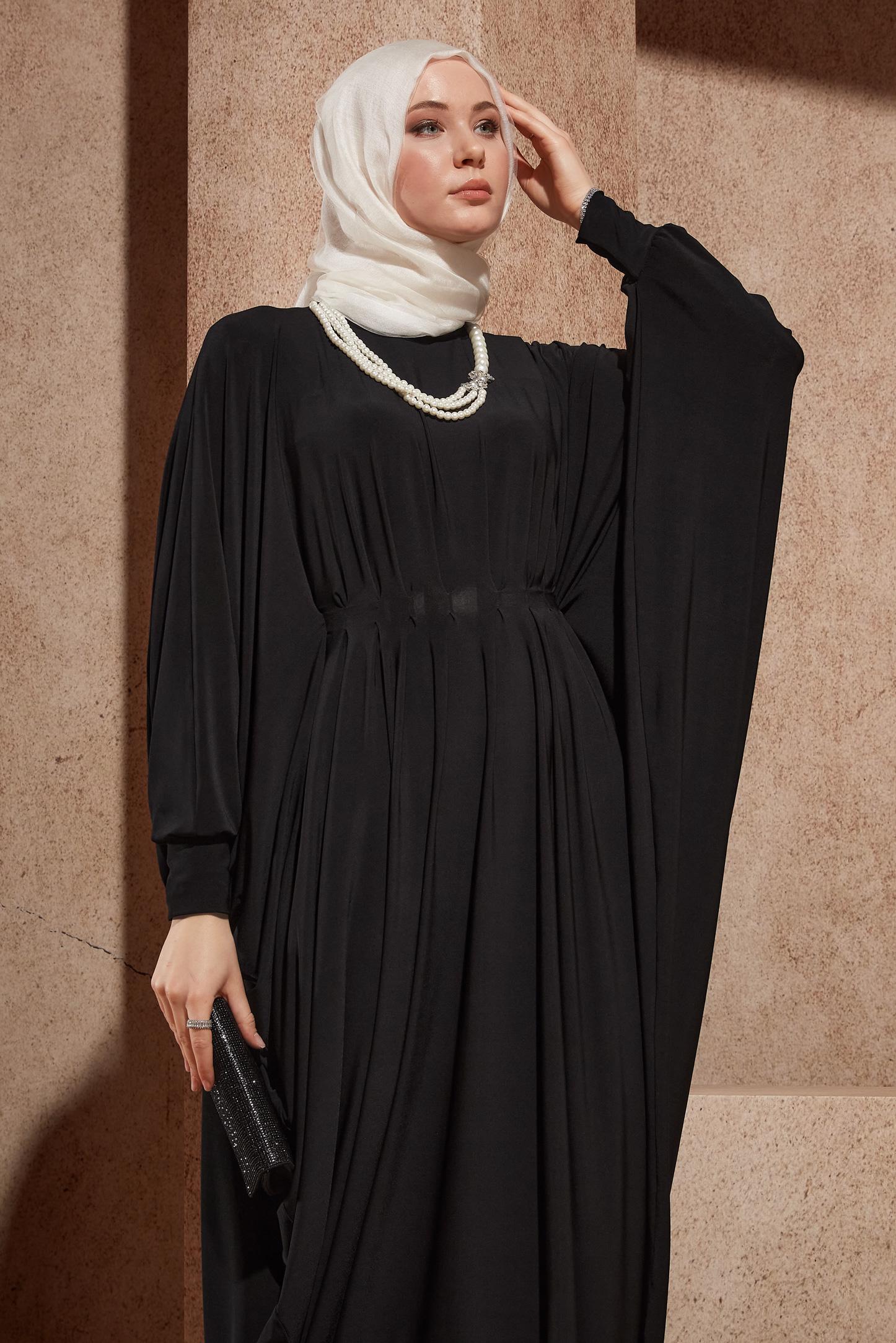 Hijab clothing BLACK DRESS WITH ACCESSORY DETAIL 44426