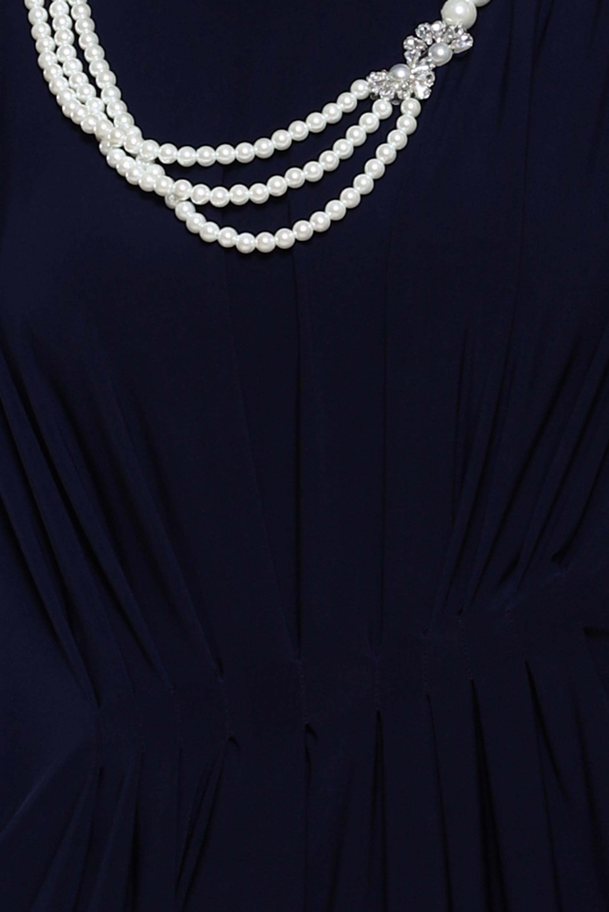 Tesettür giyim LACİVERT AKSESUAR DETAYLI ELBİSE 44426 