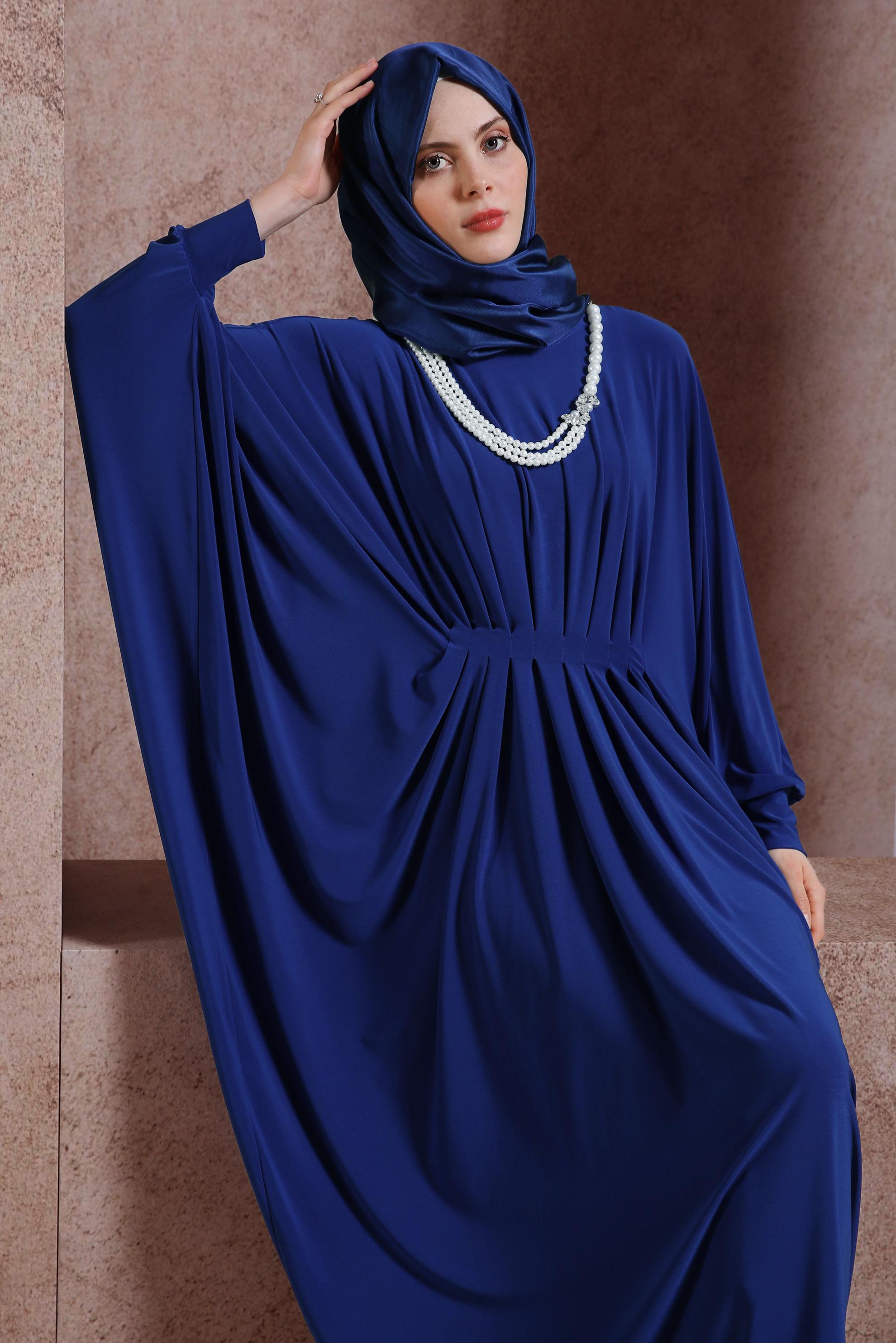 Hijab clothing BLUE DRESS WITH ACCESSORY DETAIL 44426