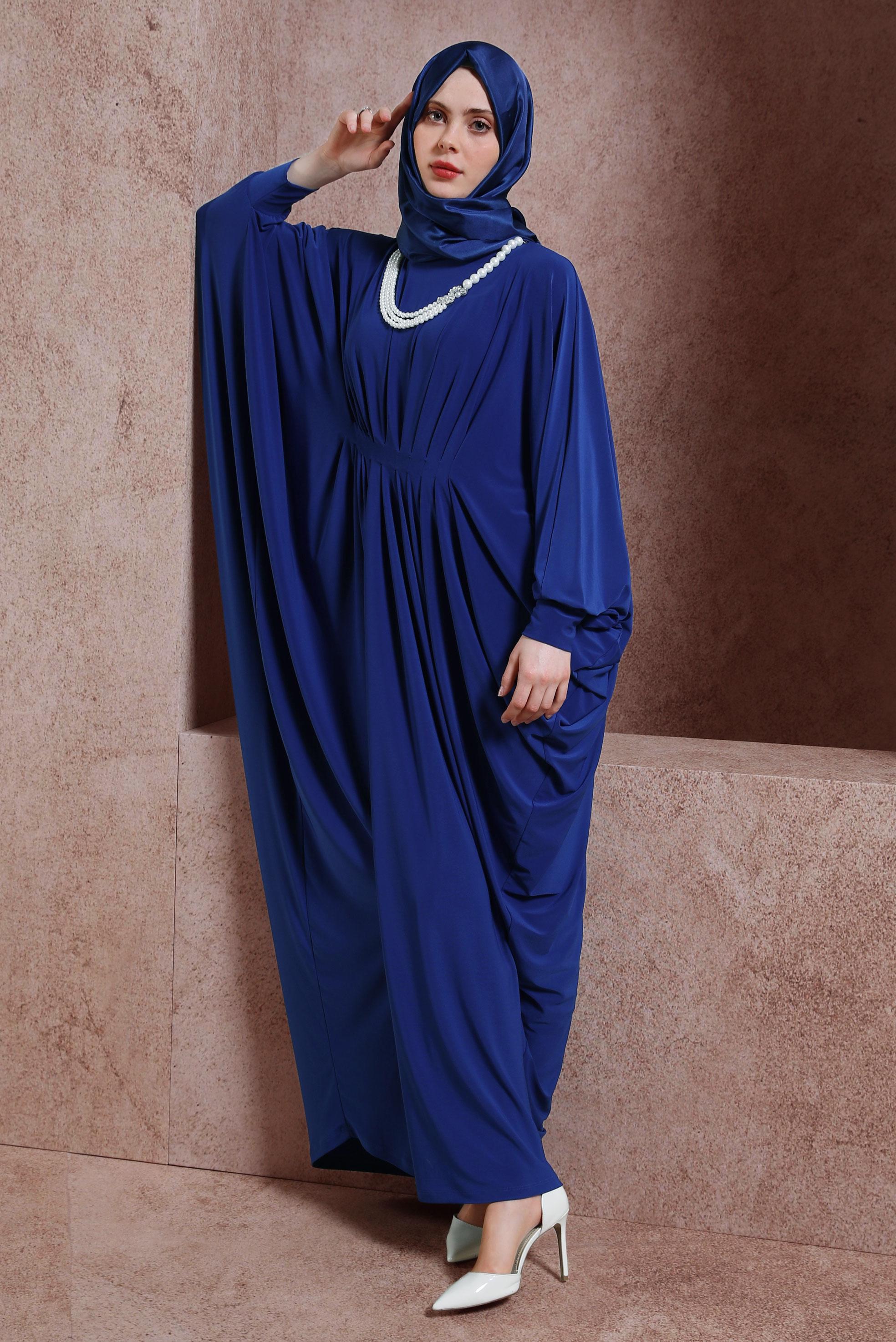 Hijab clothing BLUE DRESS WITH ACCESSORY DETAIL 44426