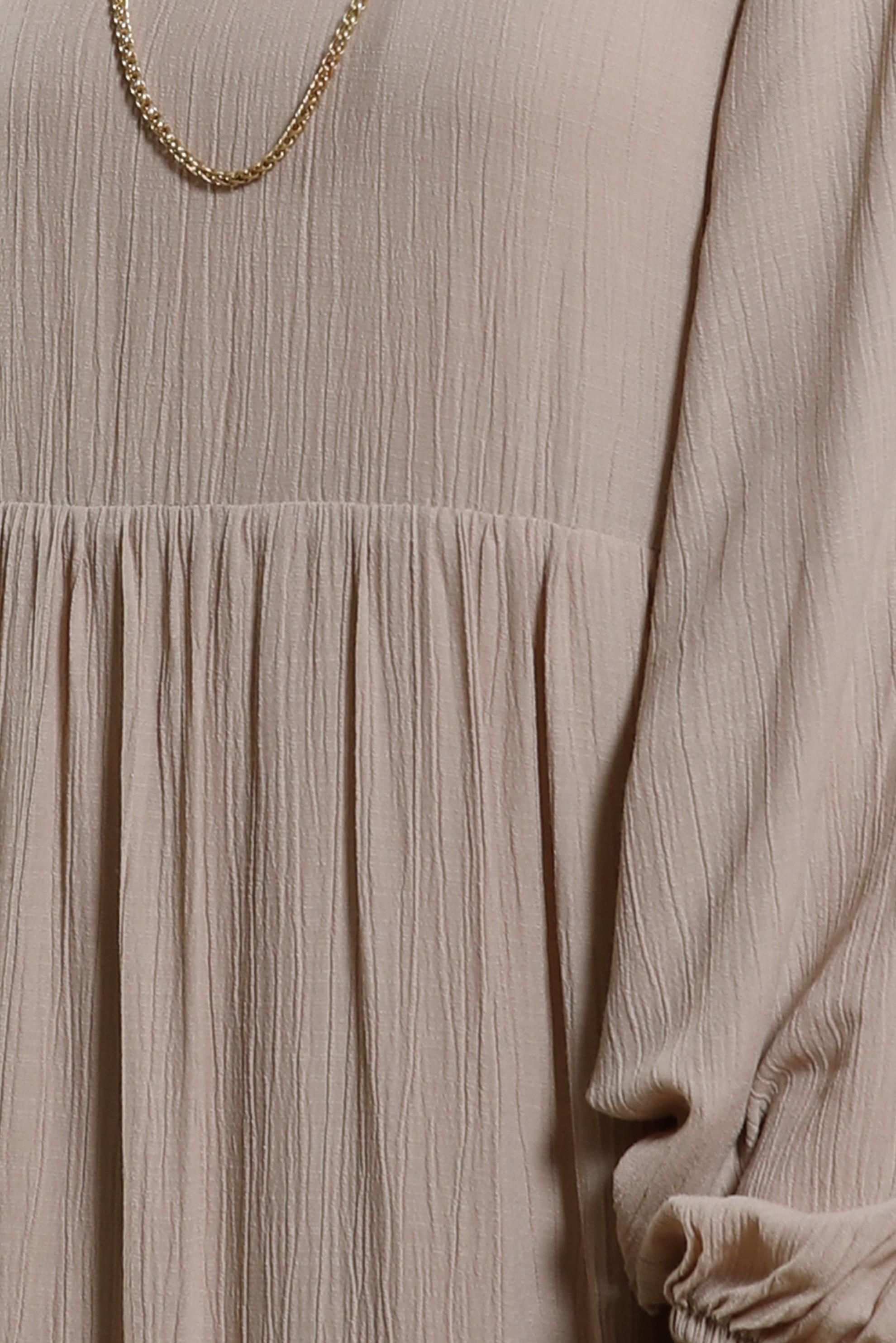 Hijab clothing BEIGE MODEST DRESS WITH CHAIN 44427