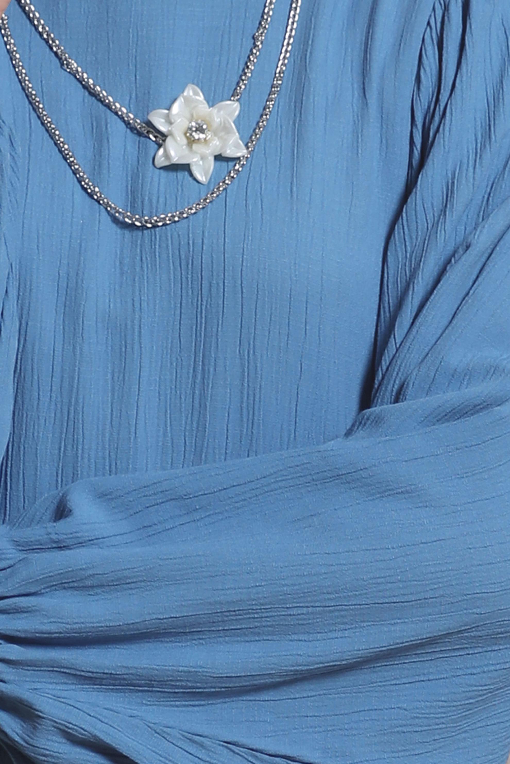 Tesettür giyim LACİVERT ZİNCİR DETAYLI TESETTÜR ELBİSE 44427