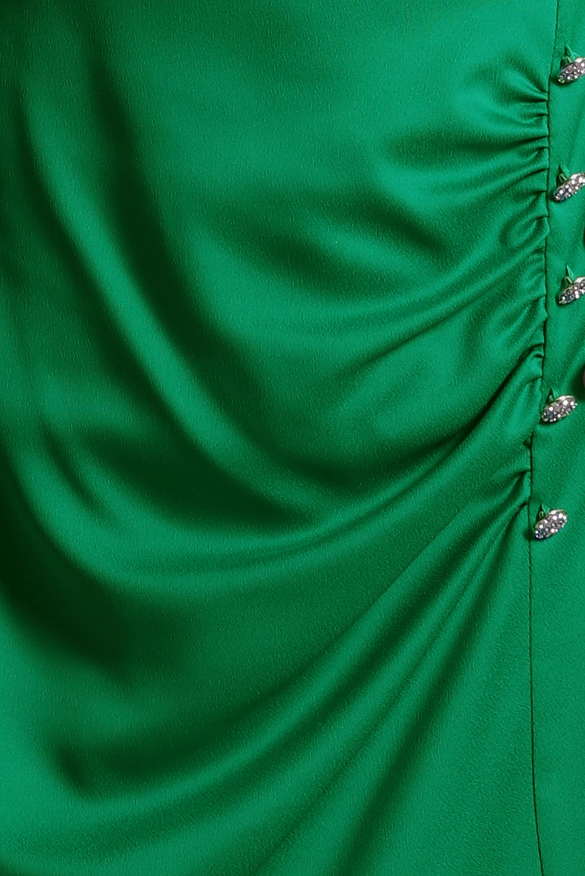 Tesettür giyim YEŞİL DÜĞME DETAYLI SATEN ELBİSE 44429