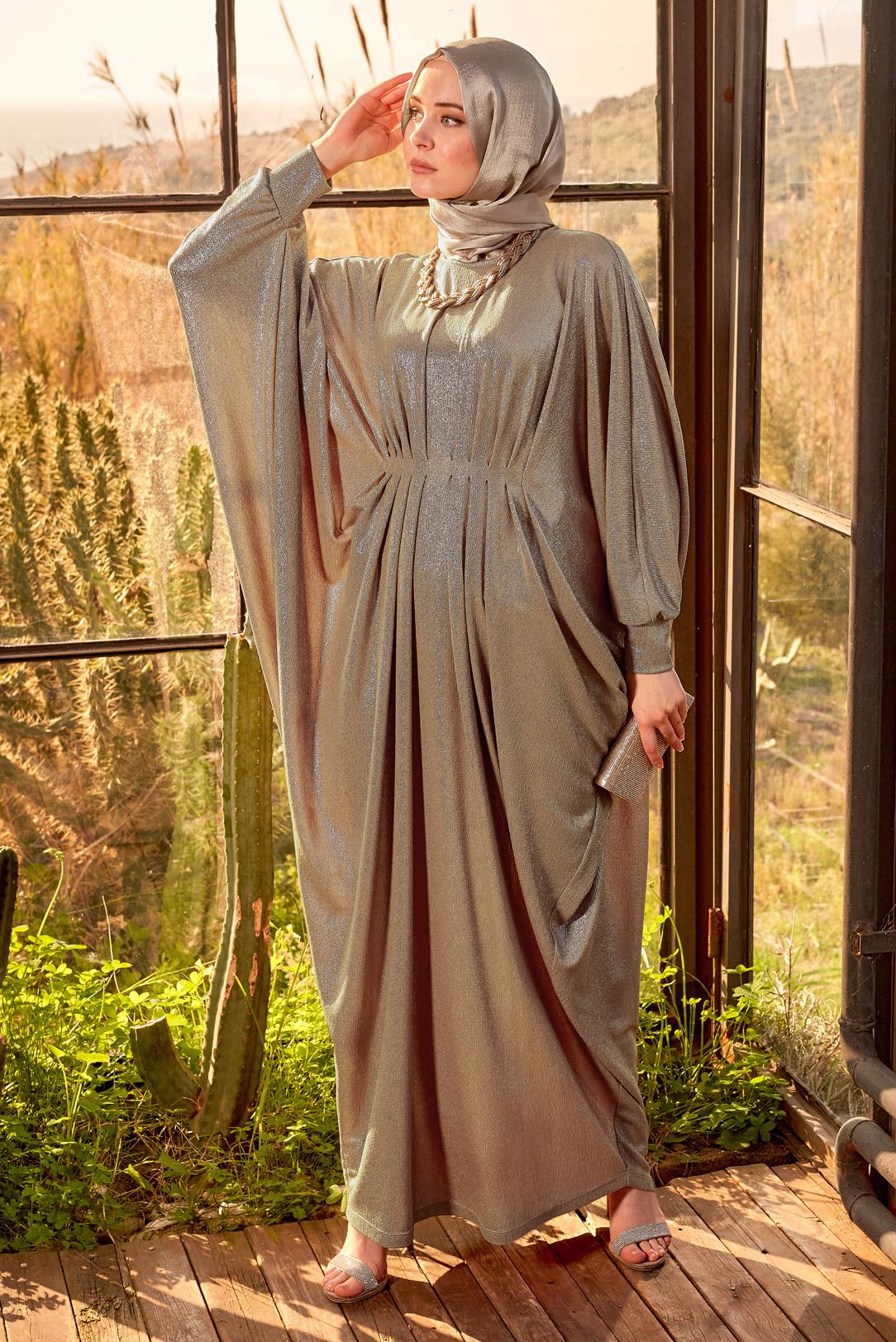 Hijab clothing MINK BAT-WING SLEEVE DRESS 44432
