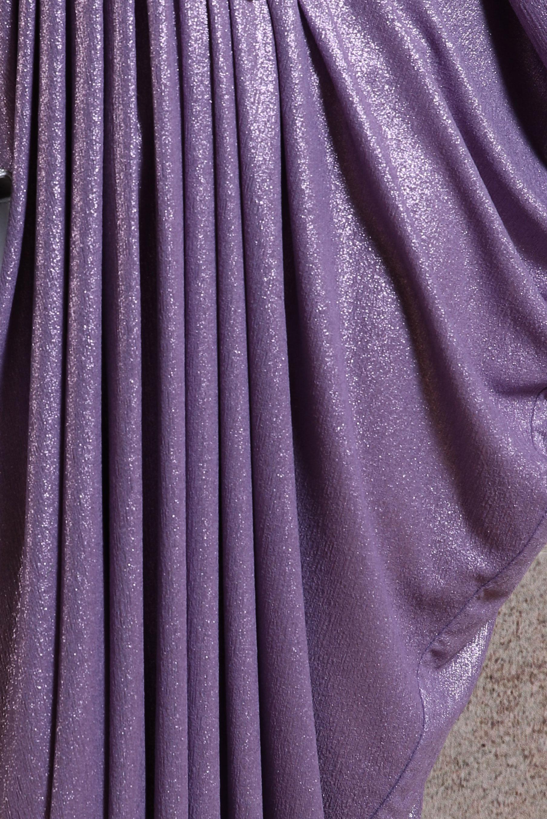 Tesettür giyim MOR YARASA KOL BÜZGÜLÜ ELBİSE 44432