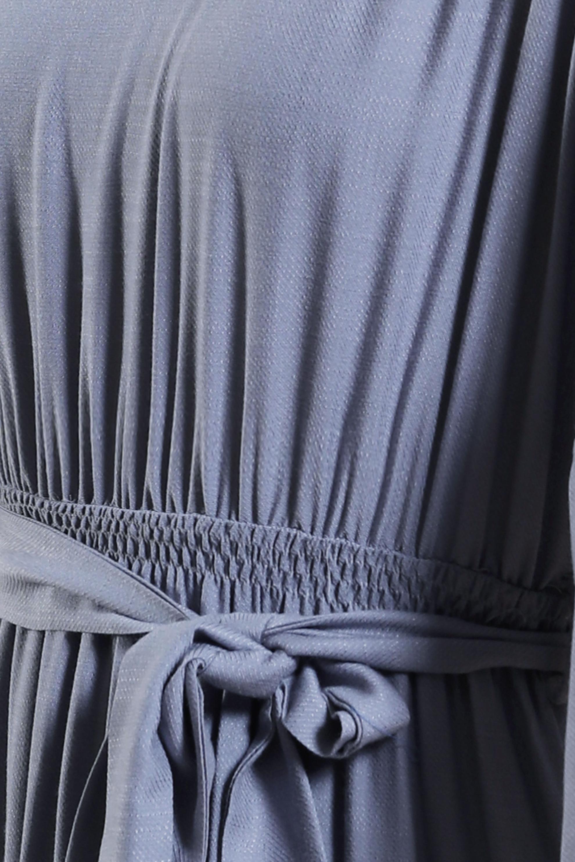 Tesettür giyim GRİ KUŞAKLI ELBİSE 44439