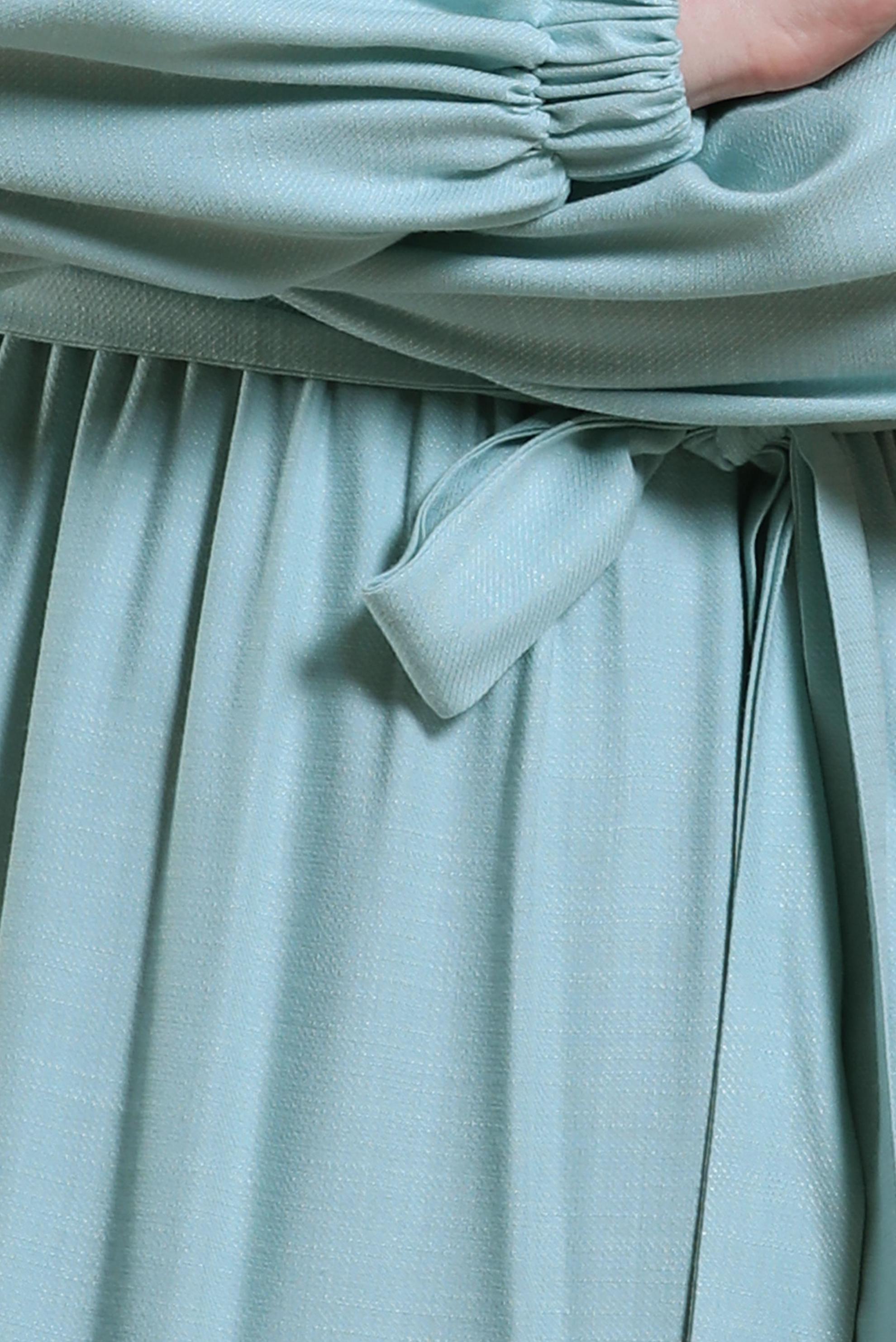 Tesettür giyim YEŞİL KUŞAKLI ELBİSE 44439