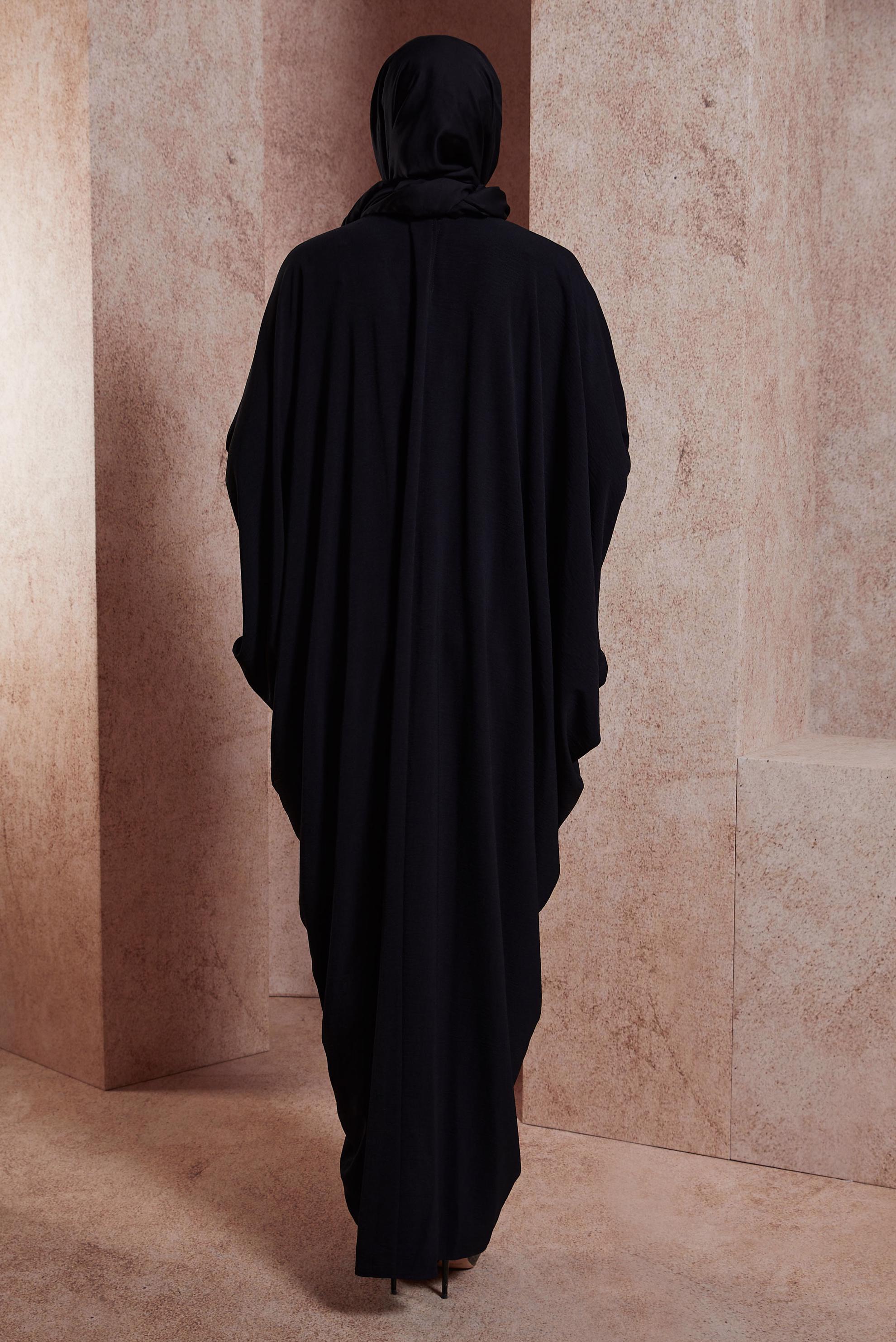 Hijab clothing BLACK SMOCKING WAIST DRESS 44465