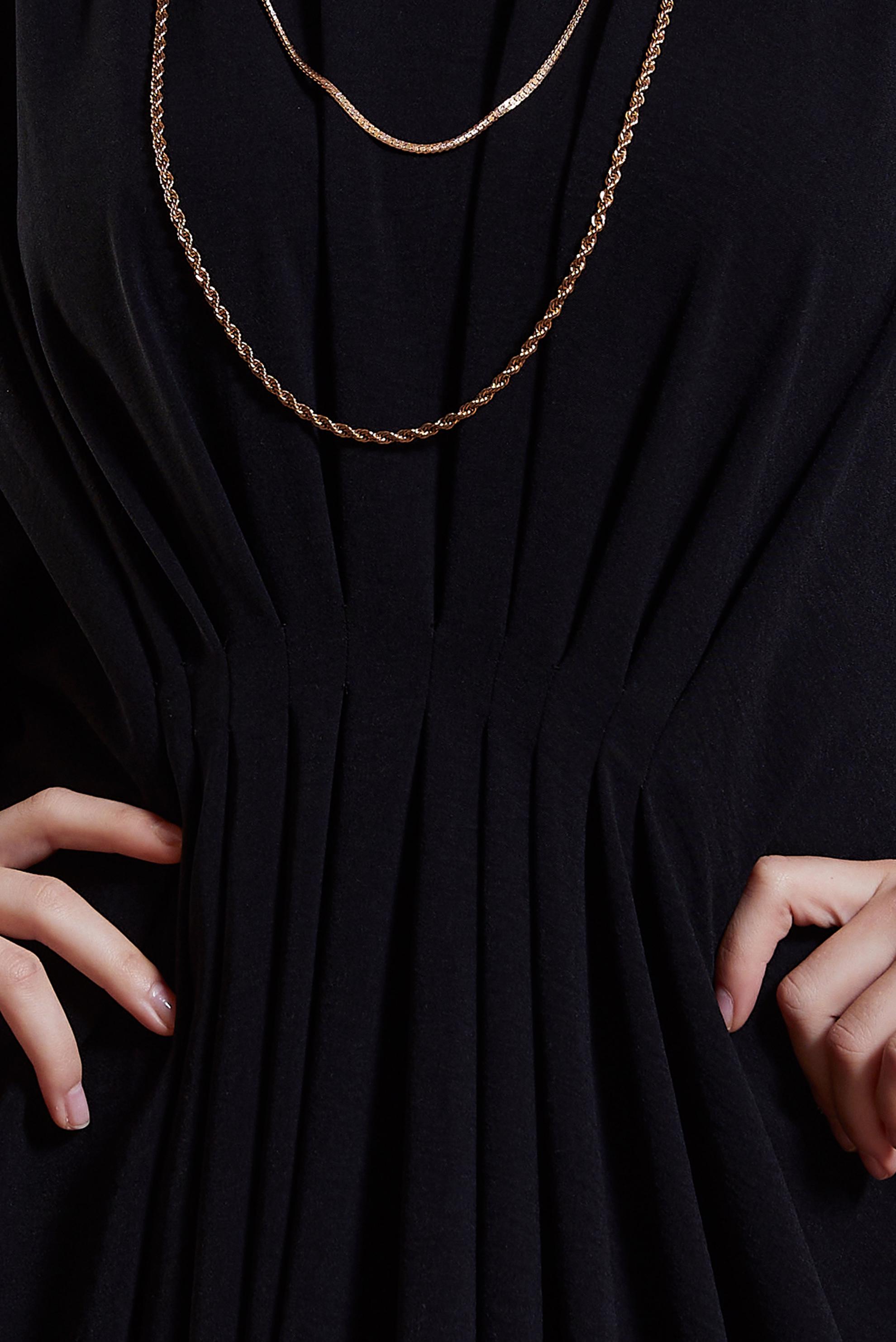 Hijab clothing BLACK SMOCKING WAIST DRESS 44465