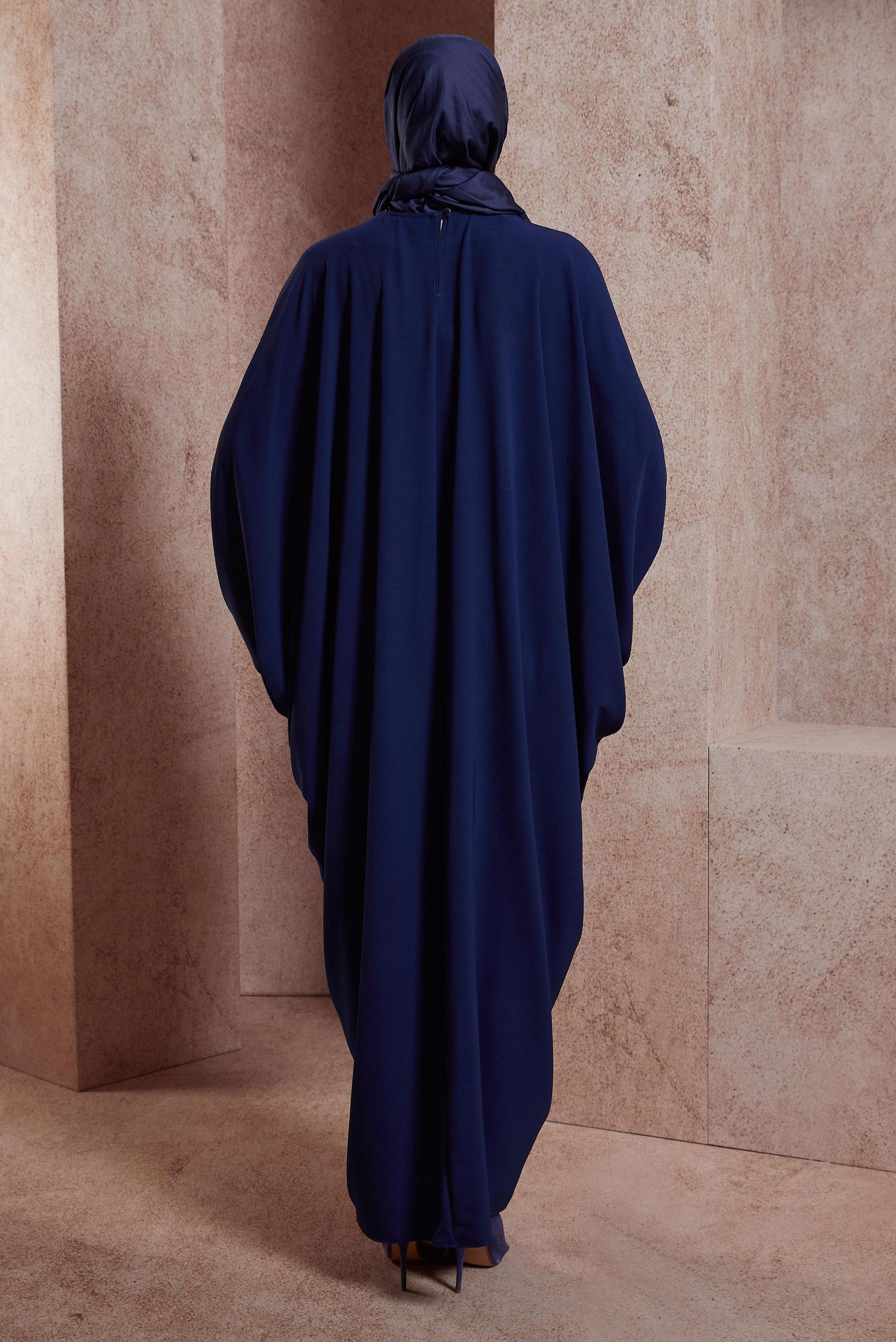 Vêtements hijab BLEU MARINE ROBE TAILLE SMOCKÉE 44465