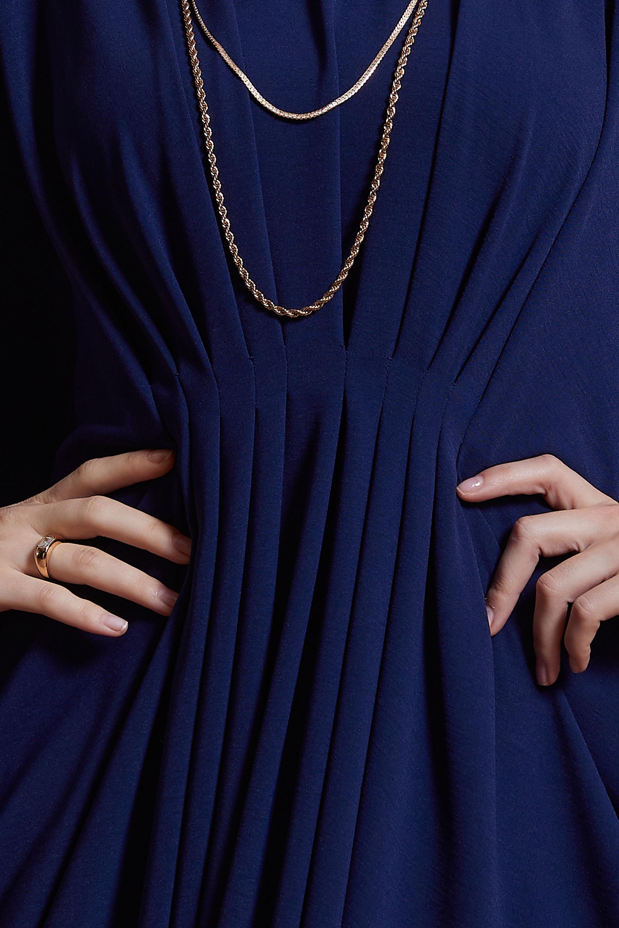 Vêtements hijab BLEU MARINE ROBE TAILLE SMOCKÉE 44465