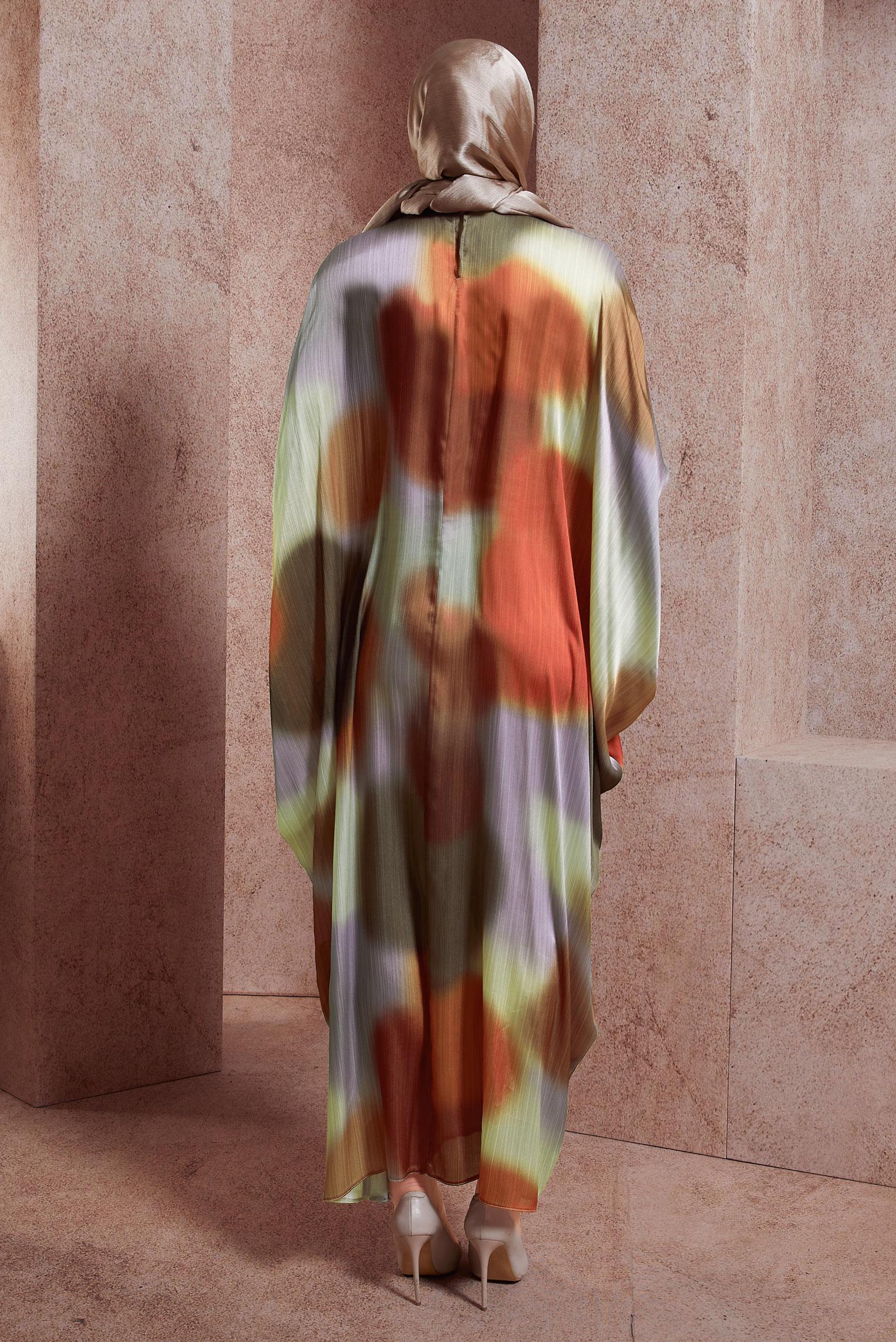 Hijab clothing CLARET RED BAT-WING YORYO SATIN DRESS 44511