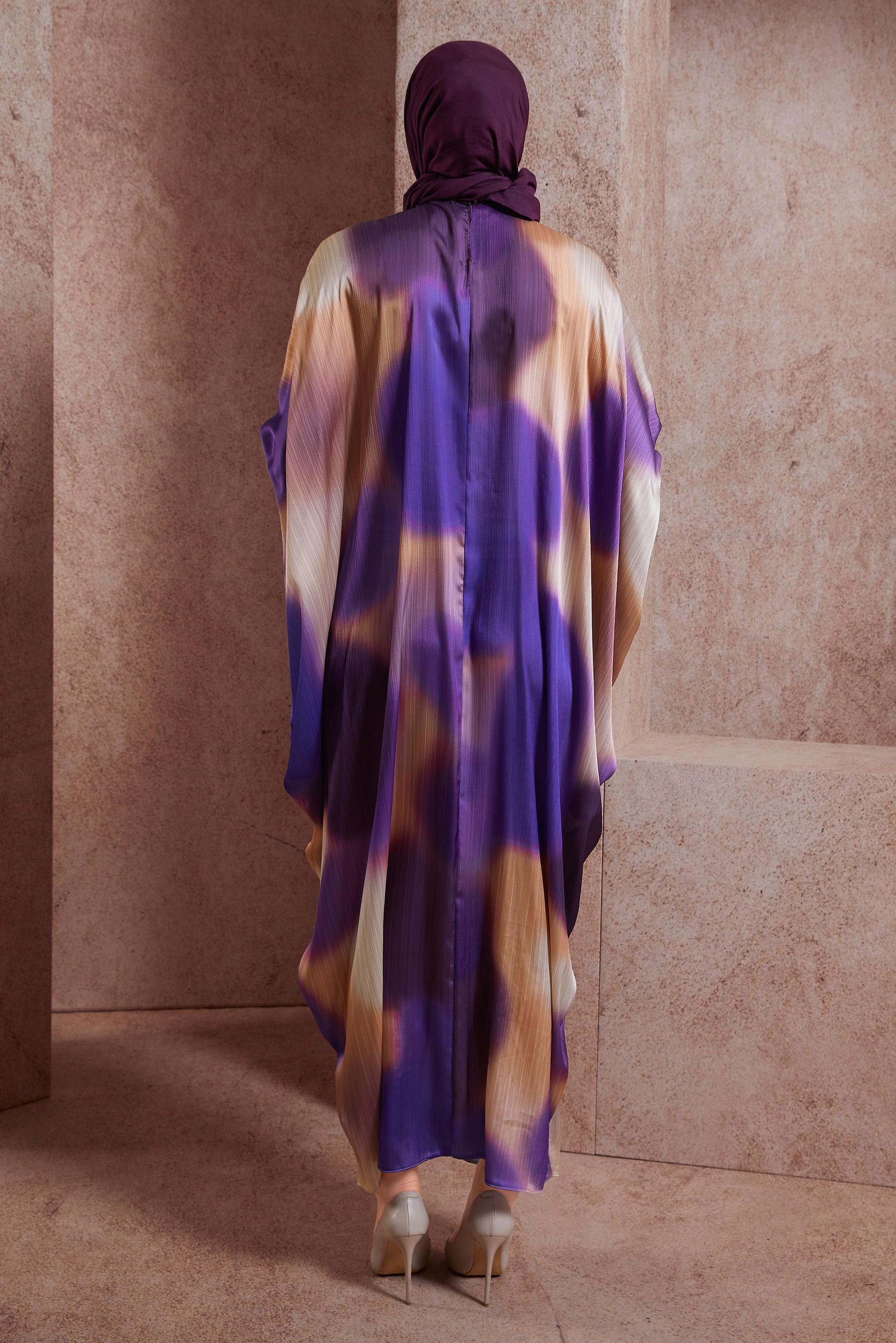Hijab clothing PURPLE BAT-WING YORYO SATIN DRESS 44511