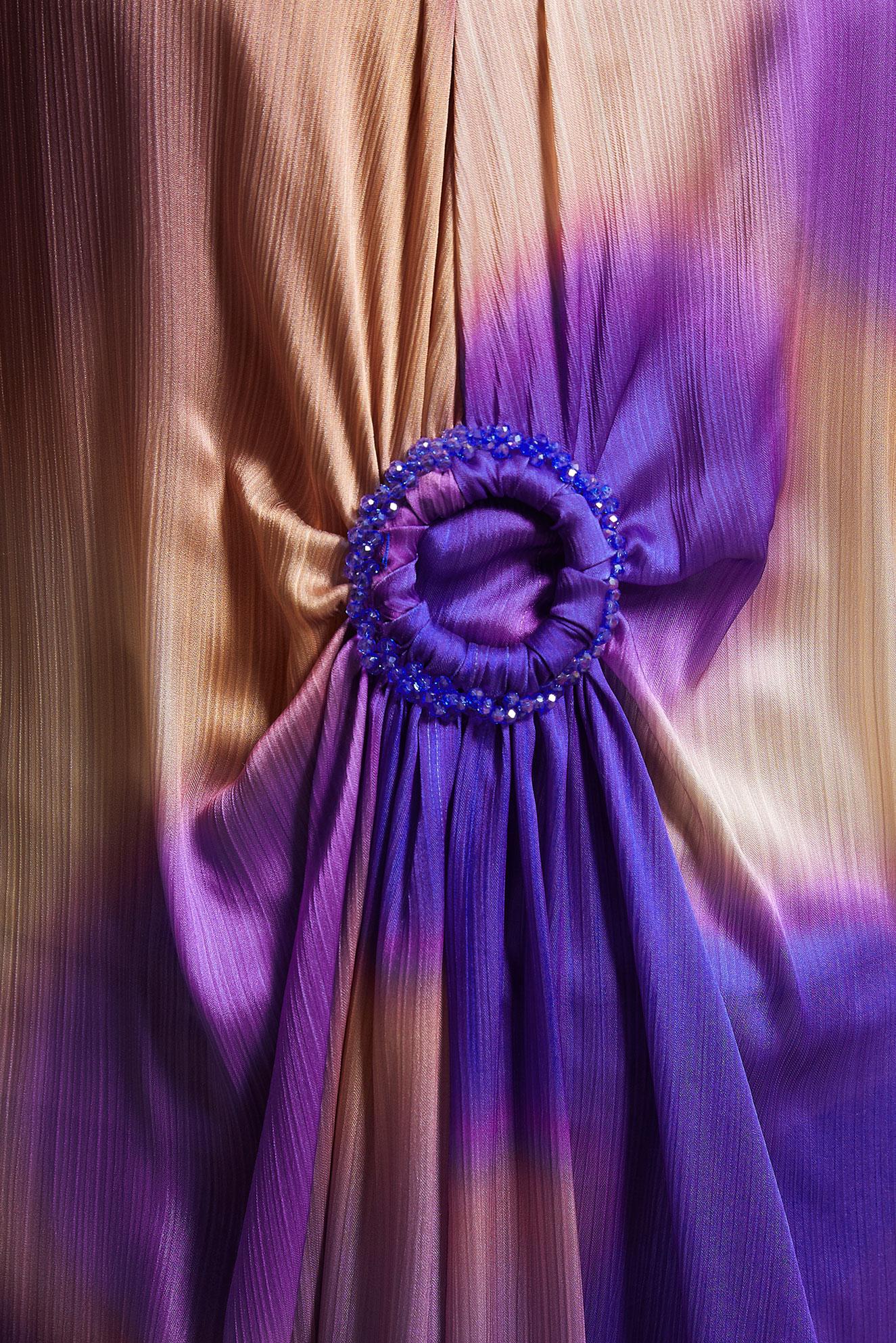 Hijab clothing PURPLE BAT-WING YORYO SATIN DRESS 44511