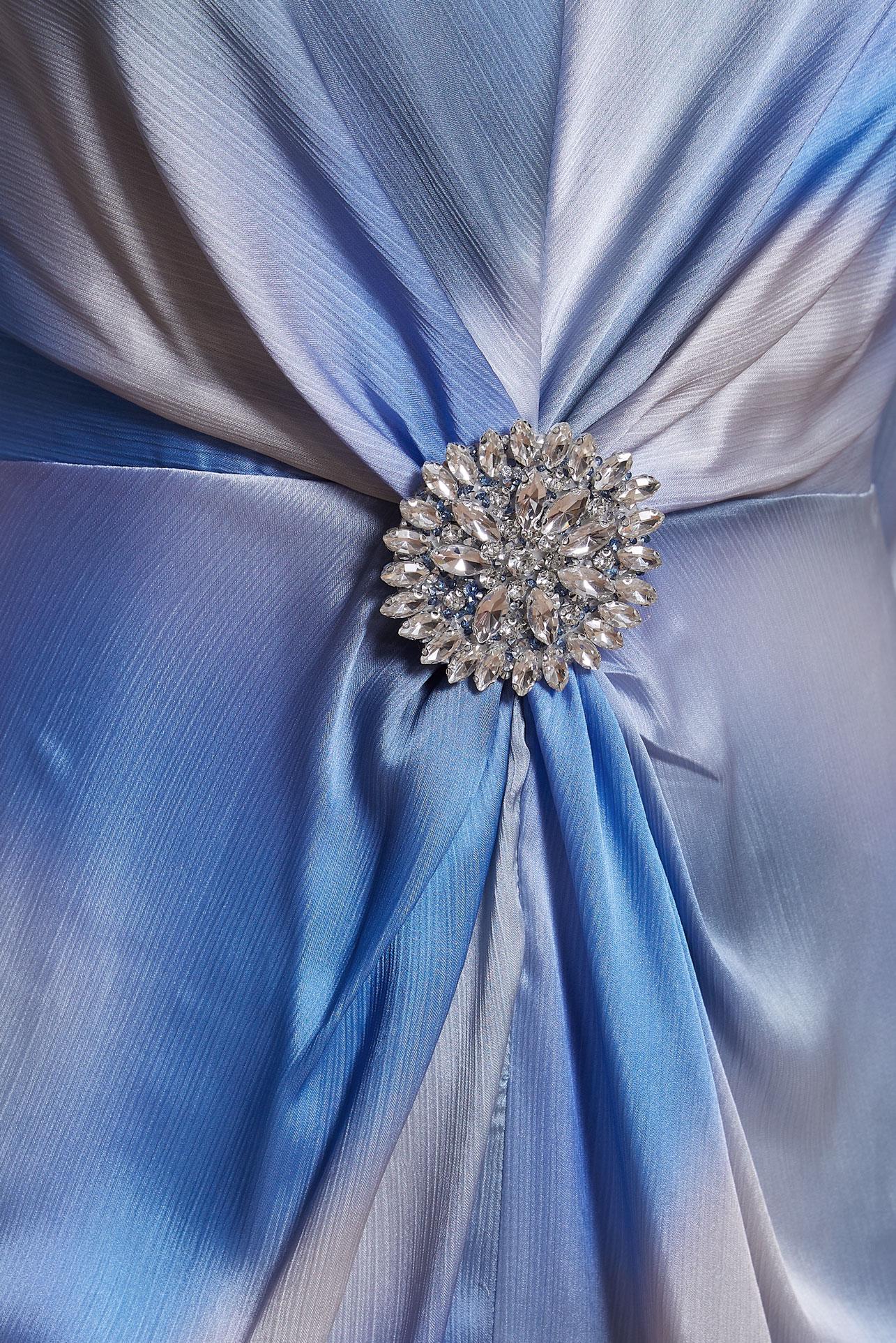 Tesettür giyim MAVİ DESENLİ YORYO SATEN ELBİSE 44512