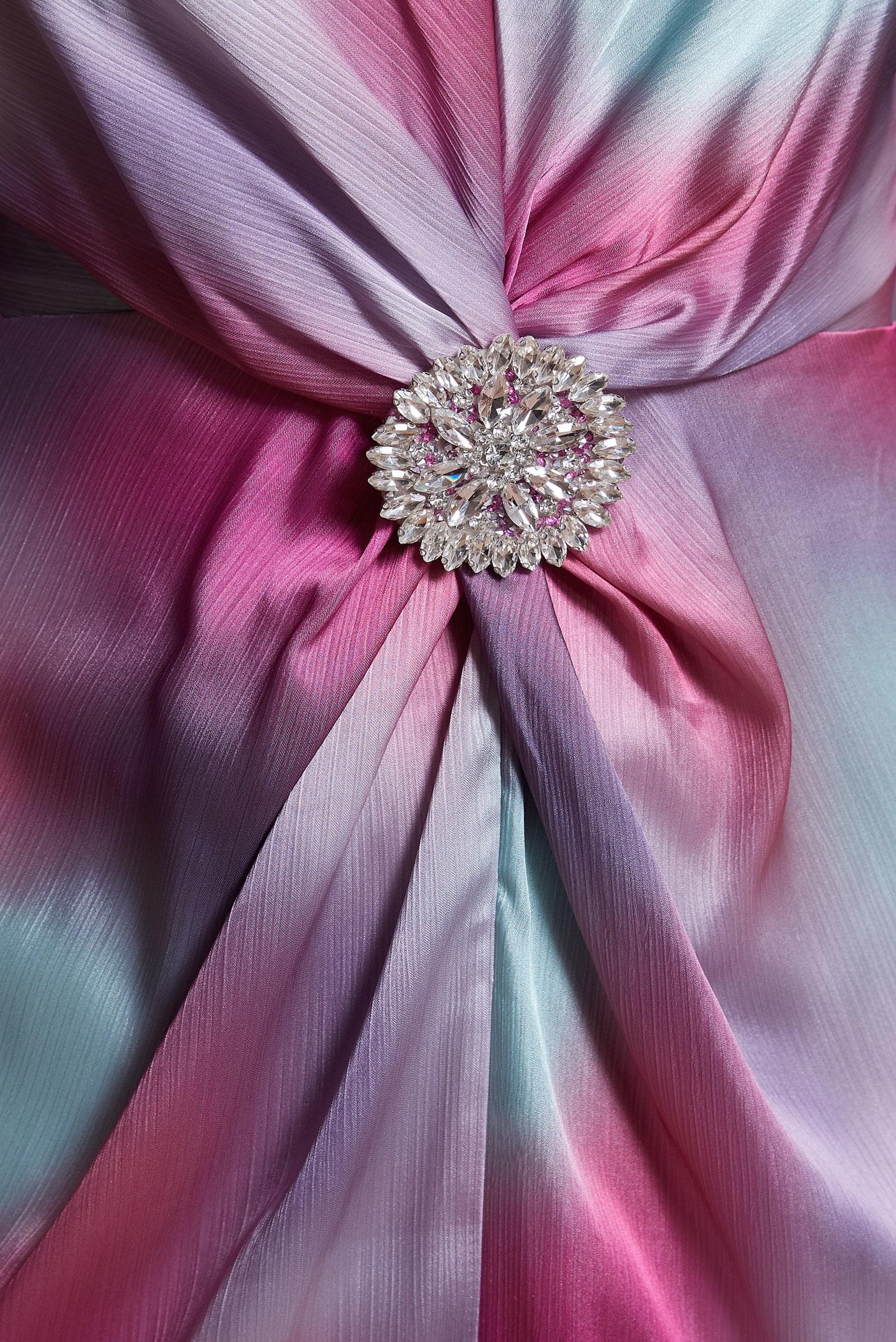 Hijab clothing FUCHSIA PATTERNED YORYO SATIN DRESS 44512