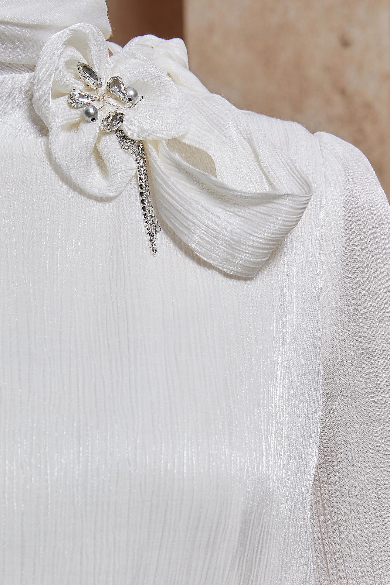 Tesettür giyim BEYAZ TAŞ DETAYLI ELBİSE 44545