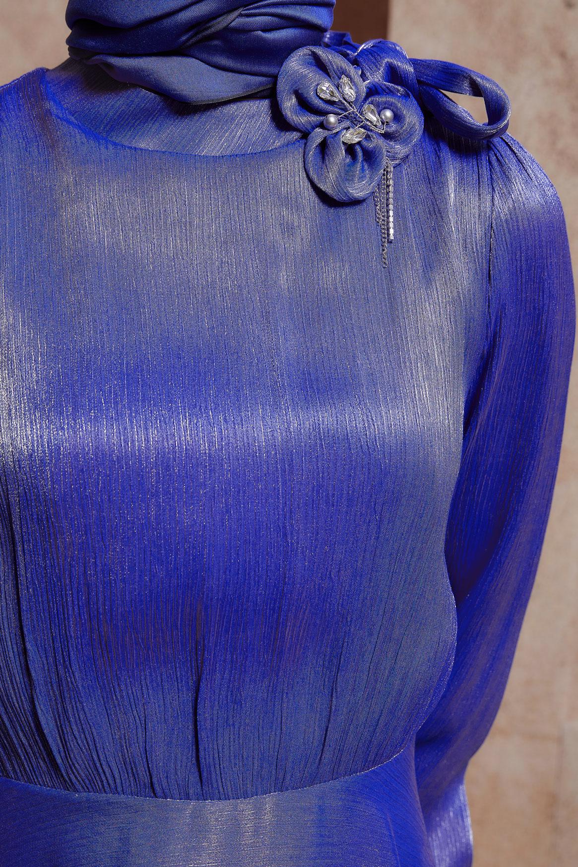 Tesettür giyim LACİVERT TAŞ DETAYLI ELBİSE 44545