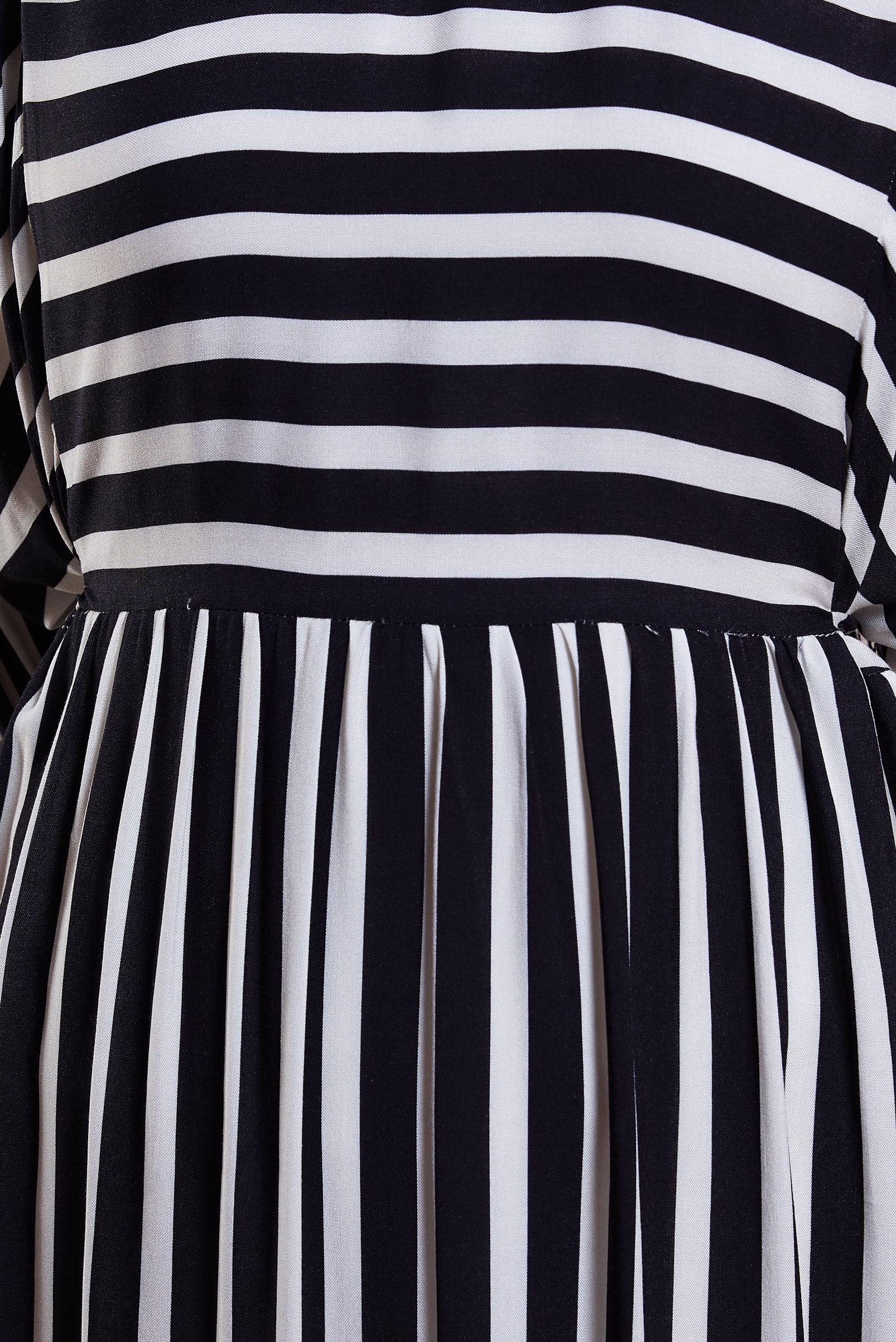 Tesettür giyim SİYAH ÇİZGİLİ BALON KOL ELBİSE 44546