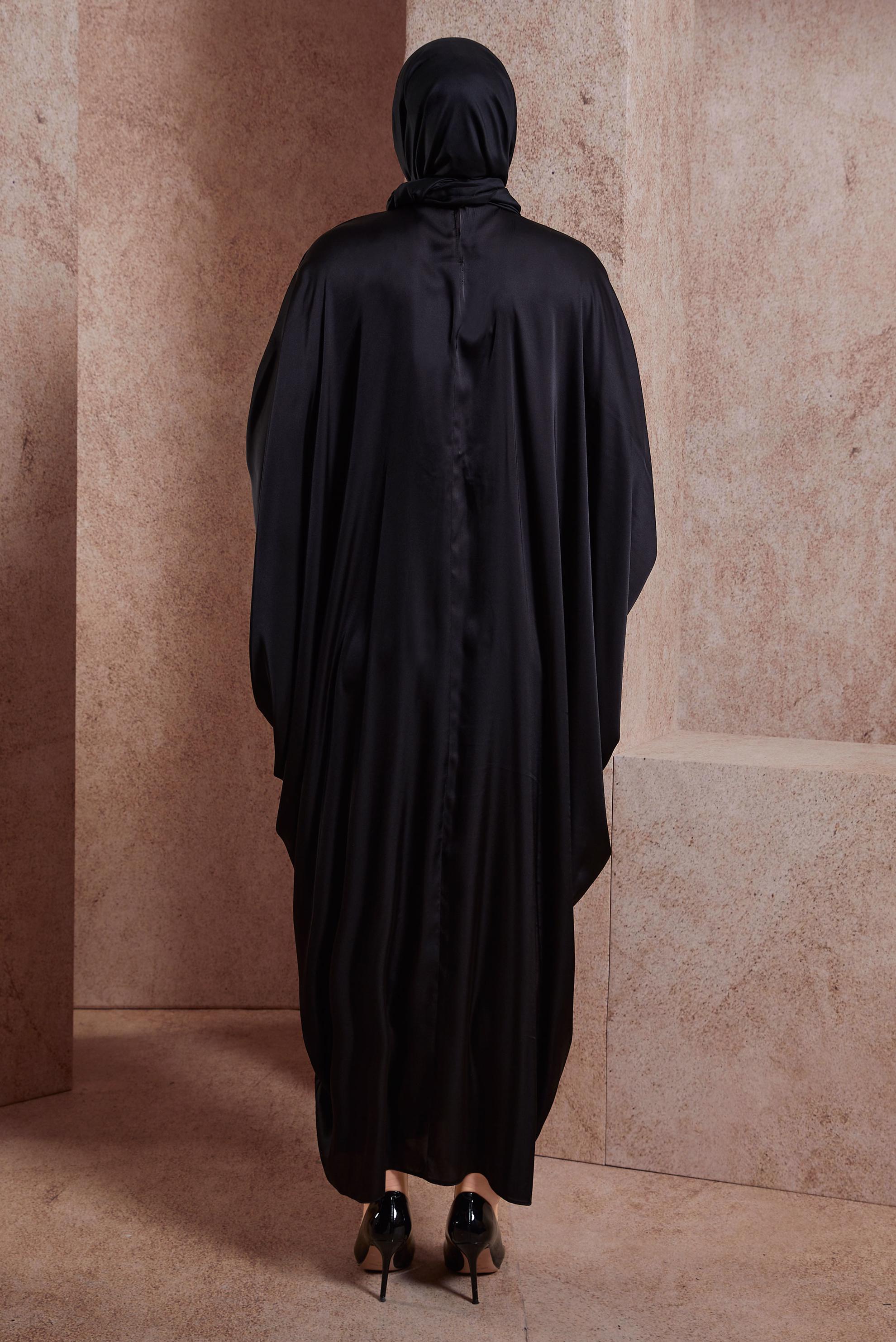 Hijab clothing BLACK SATIN DRESS 44553