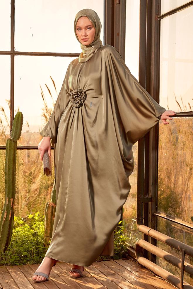 Vêtements hijab VISON ROBE EN SATIN 44553 - ALVİNA