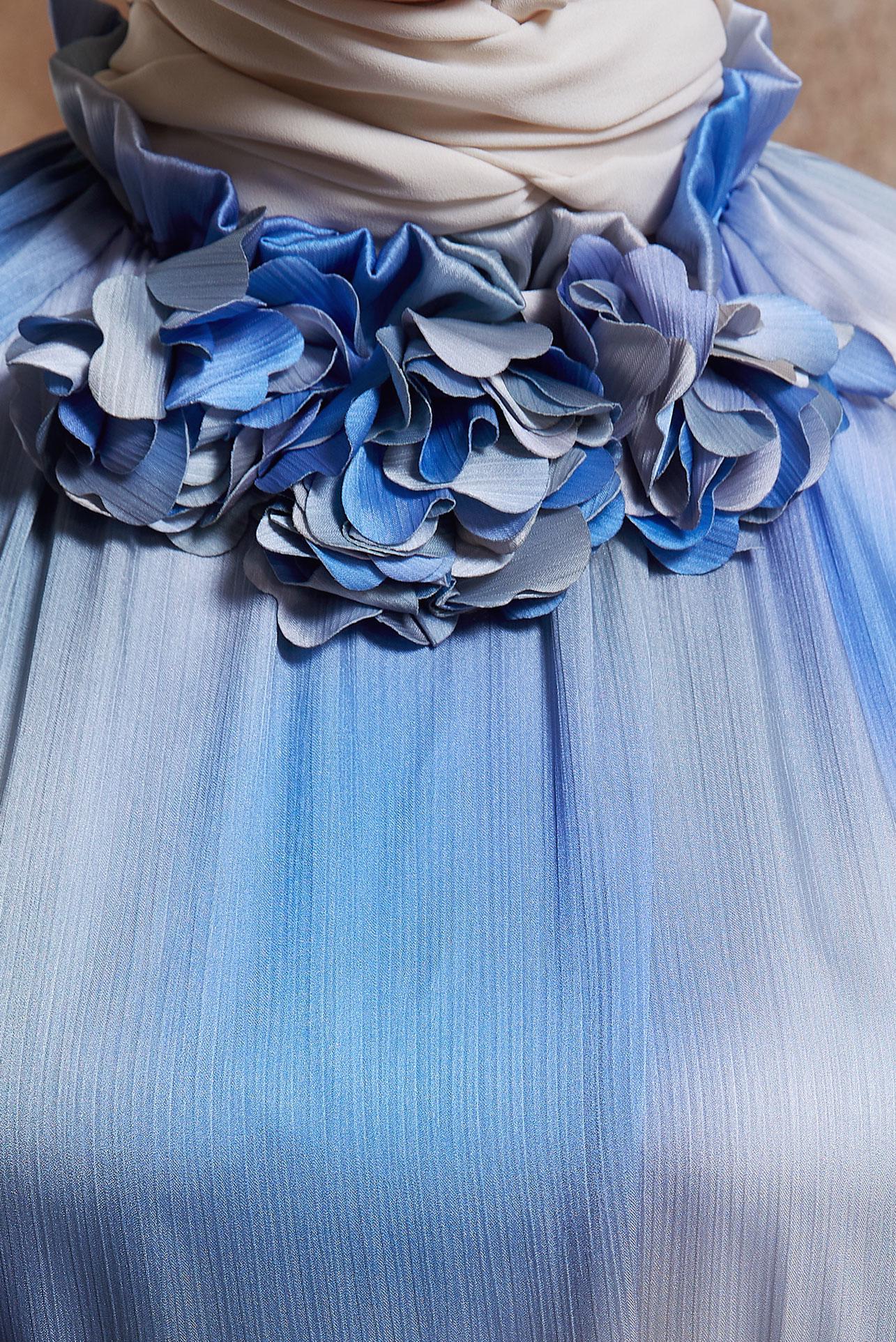 Hijab clothing BLUE BELTED SATIN DRESS 44563